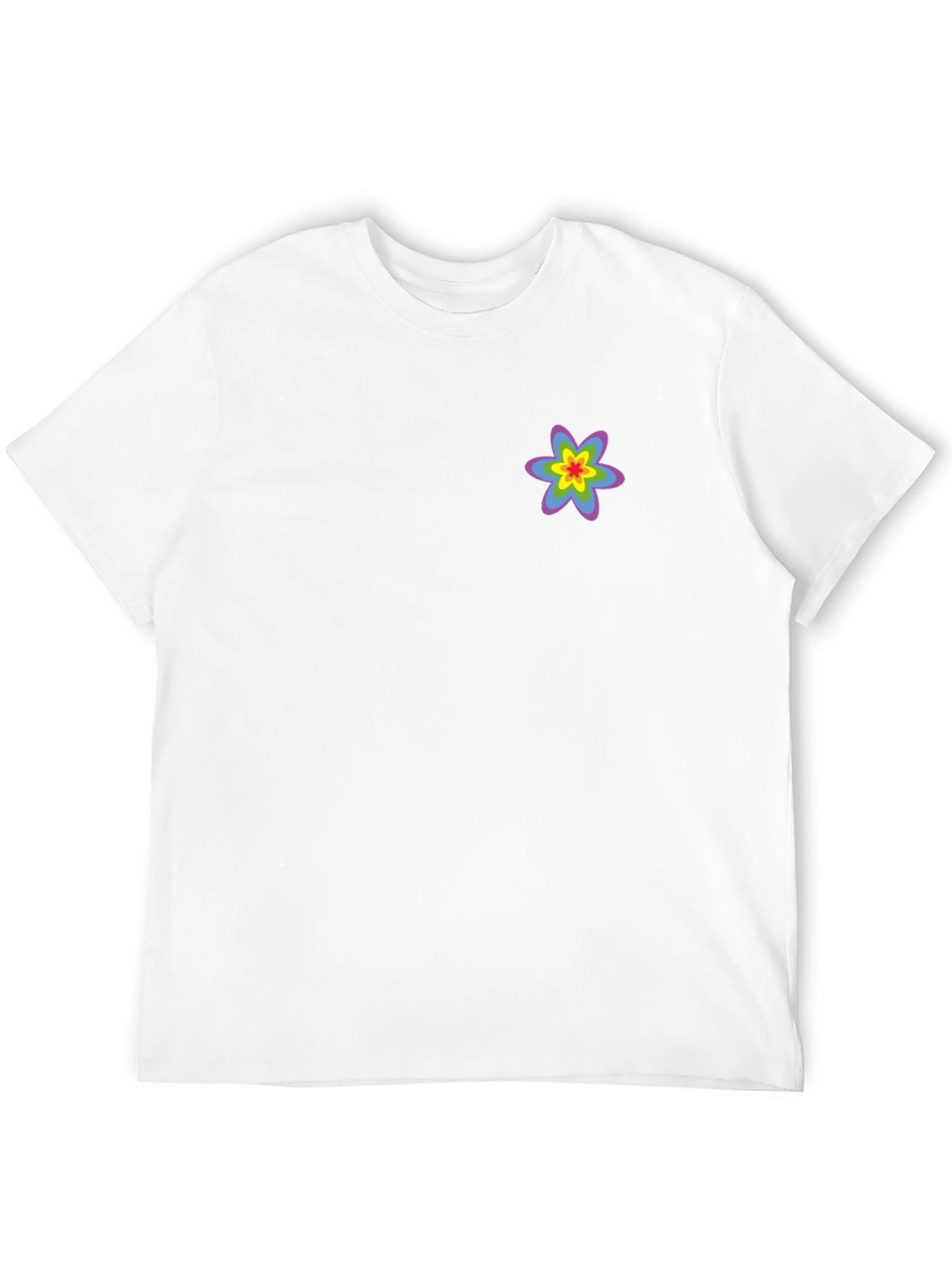 Black T-Shirt with Rainbow Flower