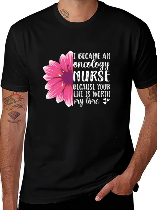 Oncology Nurse T-Shirt - Floral Design