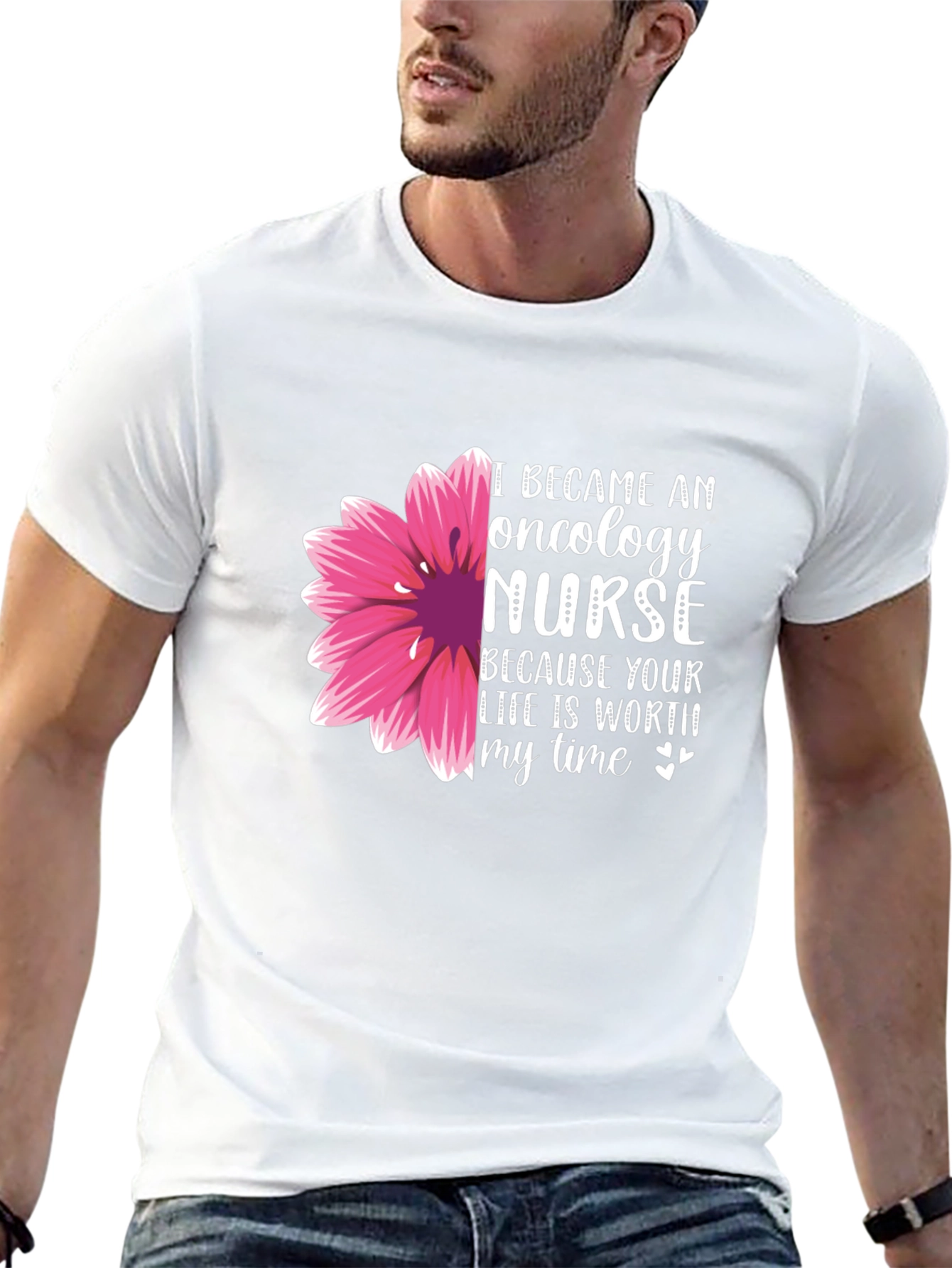 Oncology Nurse T-Shirt - Floral Design