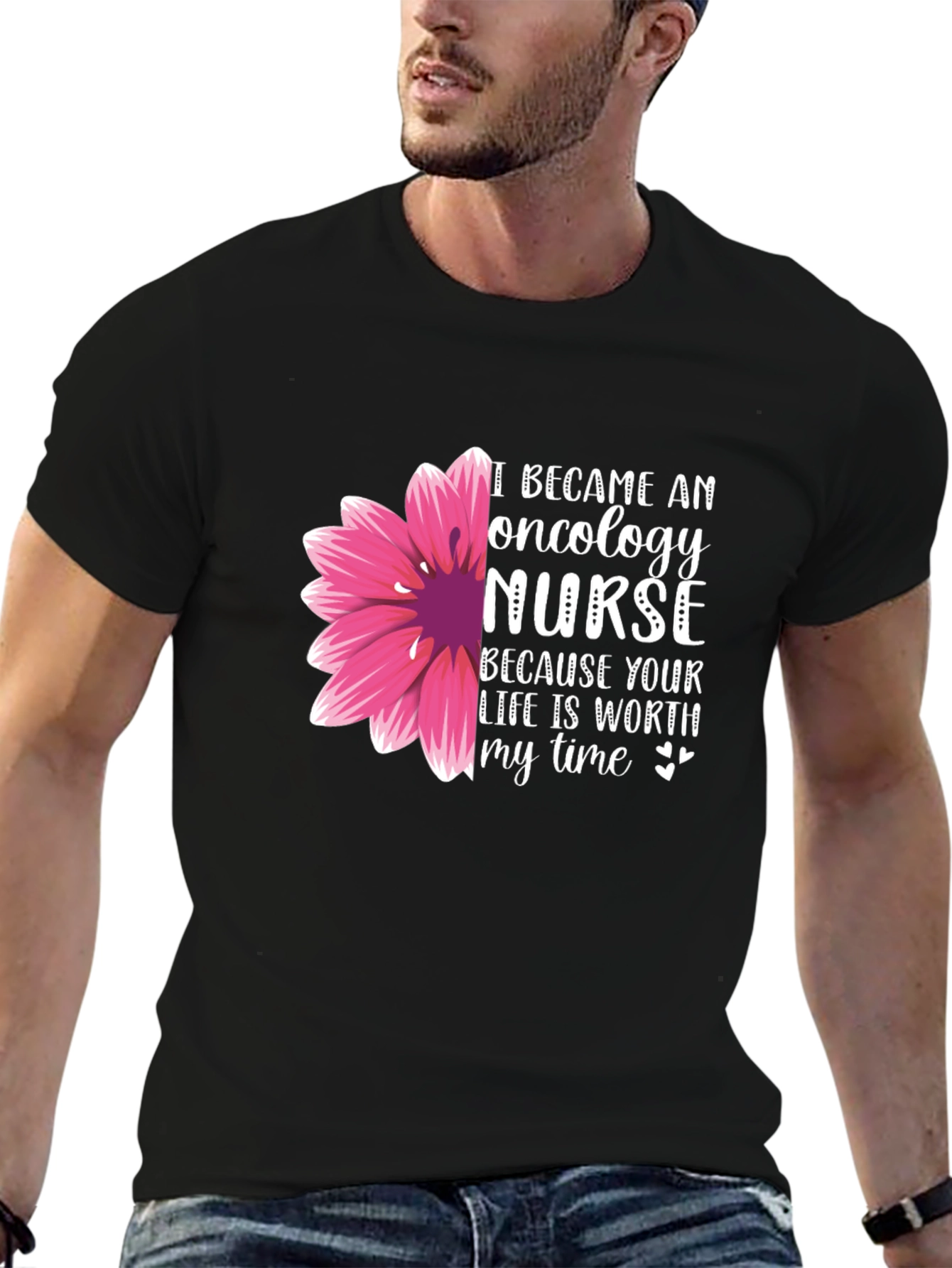 Oncology Nurse T-Shirt - Floral Design