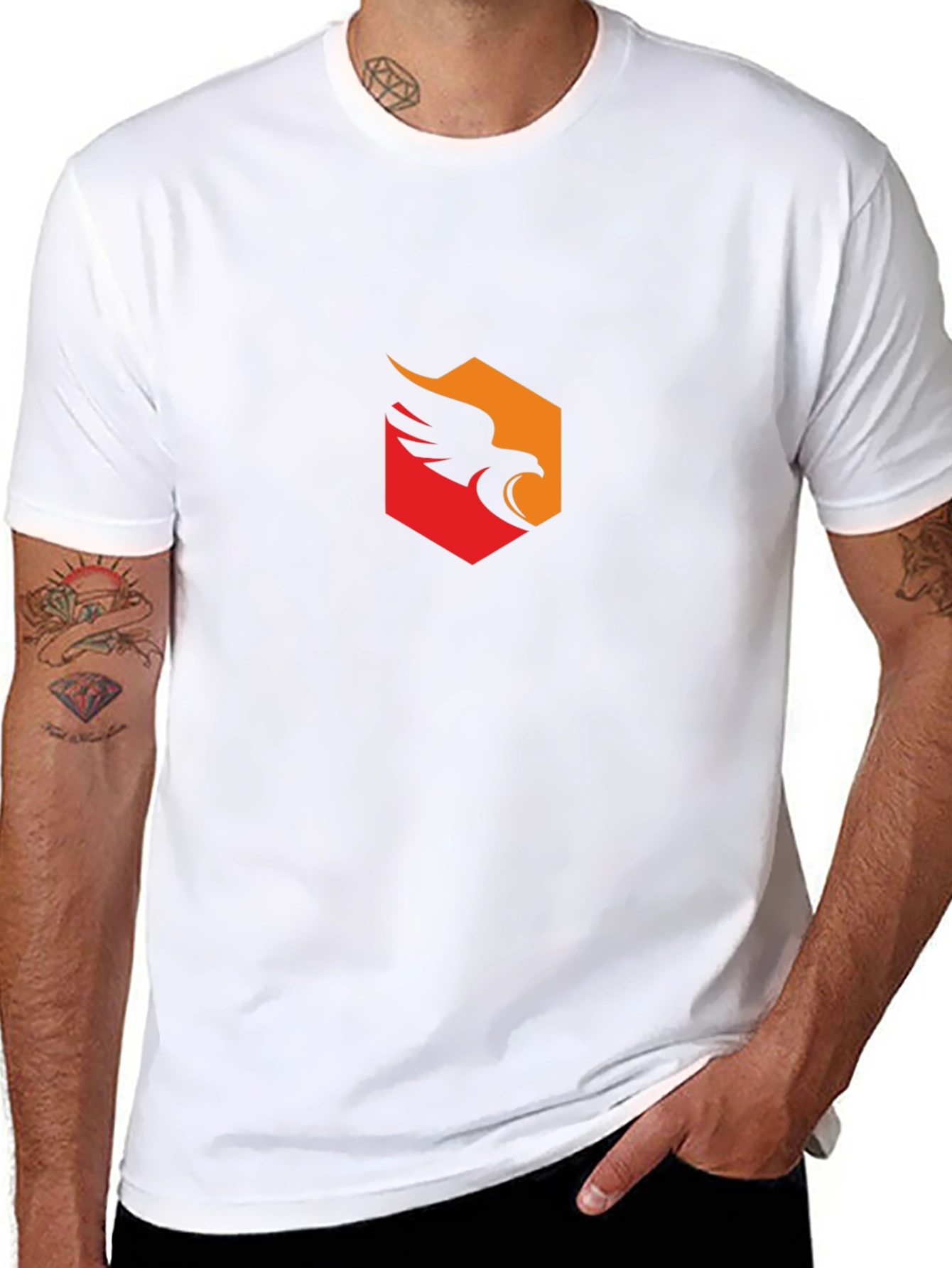 Mens Black T-Shirt with Eagle Emblem