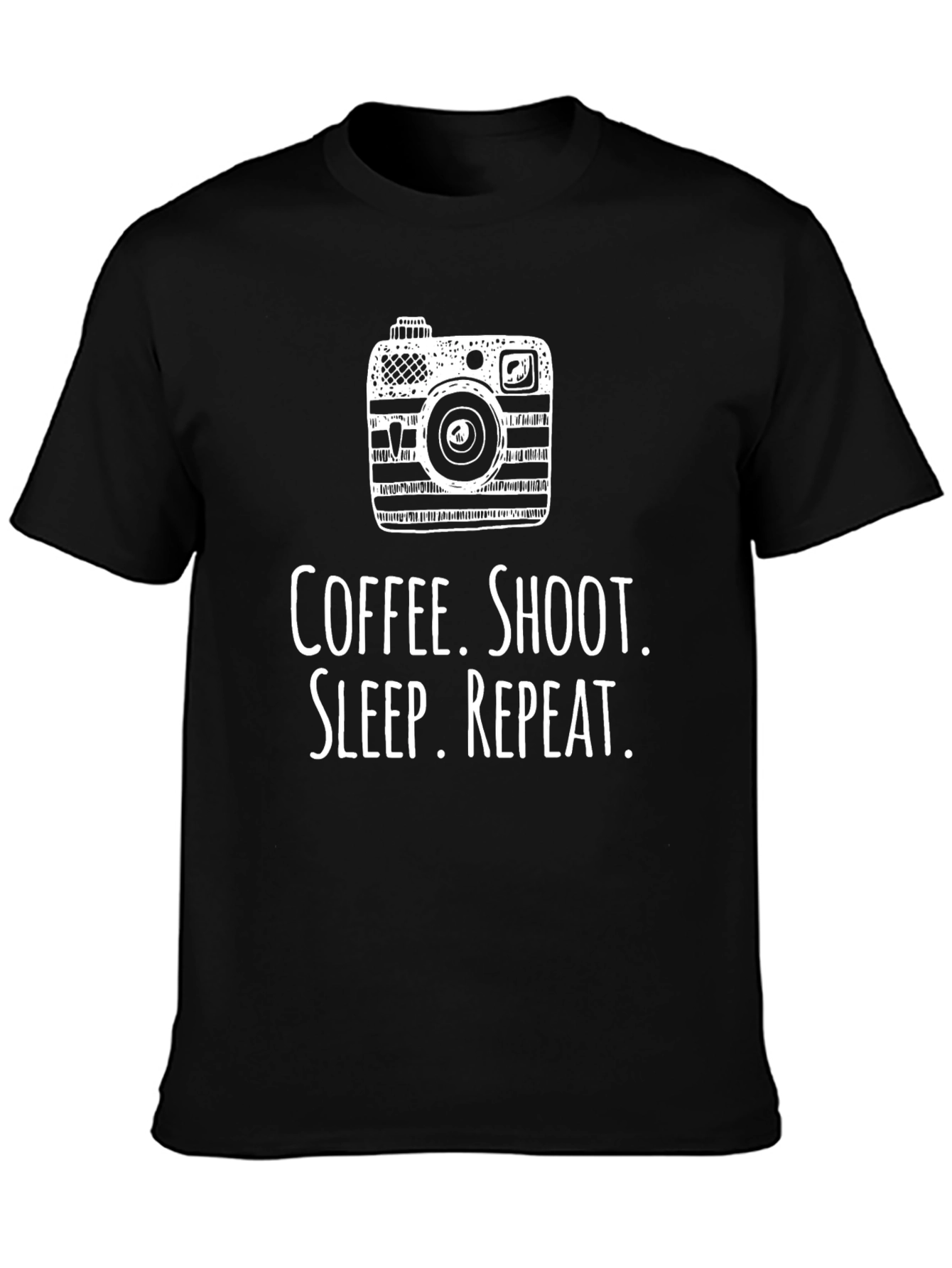 Coffee Shoot Sleep Repeat Black Graphic Tee