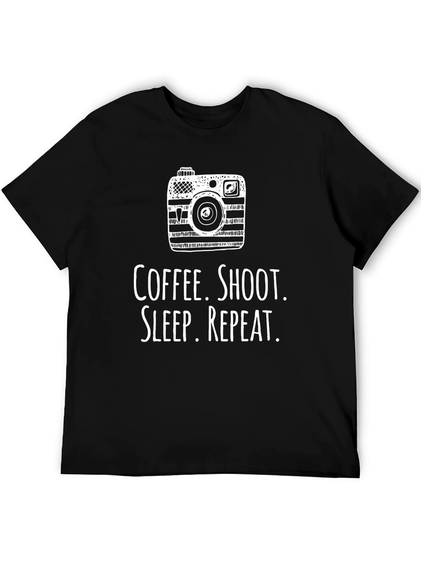 Coffee Shoot Sleep Repeat Black Graphic Tee