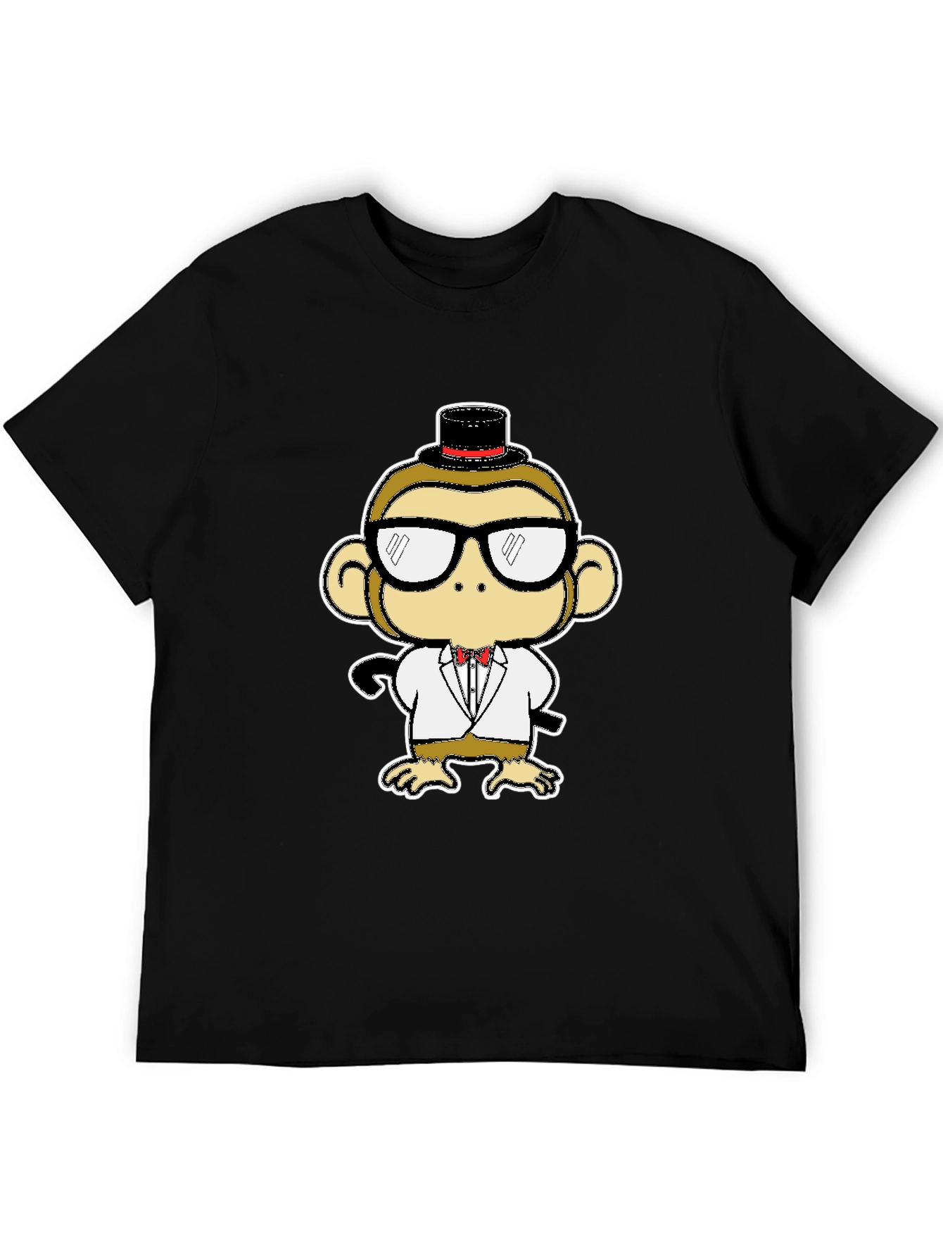 Dapper Monkey Tee - Cartoon Animal Black T-Shirt