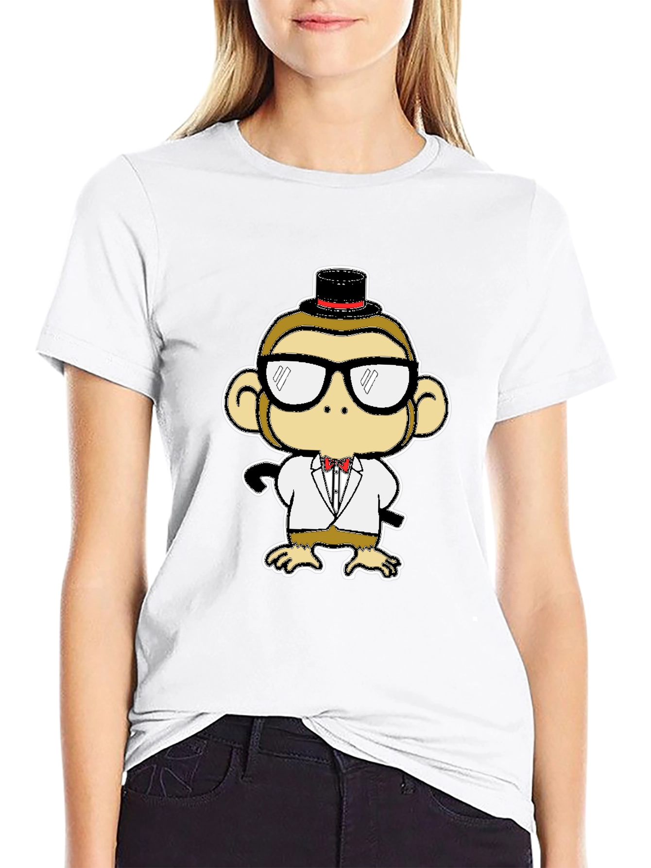 Dapper Monkey Tee - Cartoon Animal Black T-Shirt