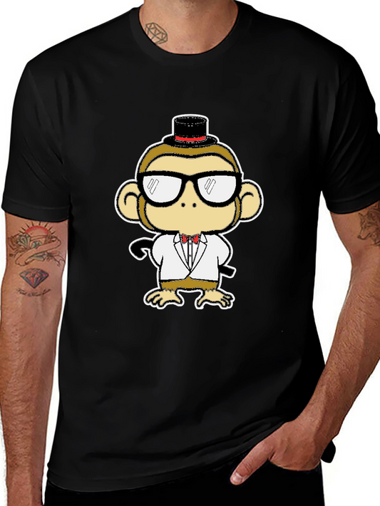 Dapper Monkey Tee - Cartoon Animal Black T-Shirt