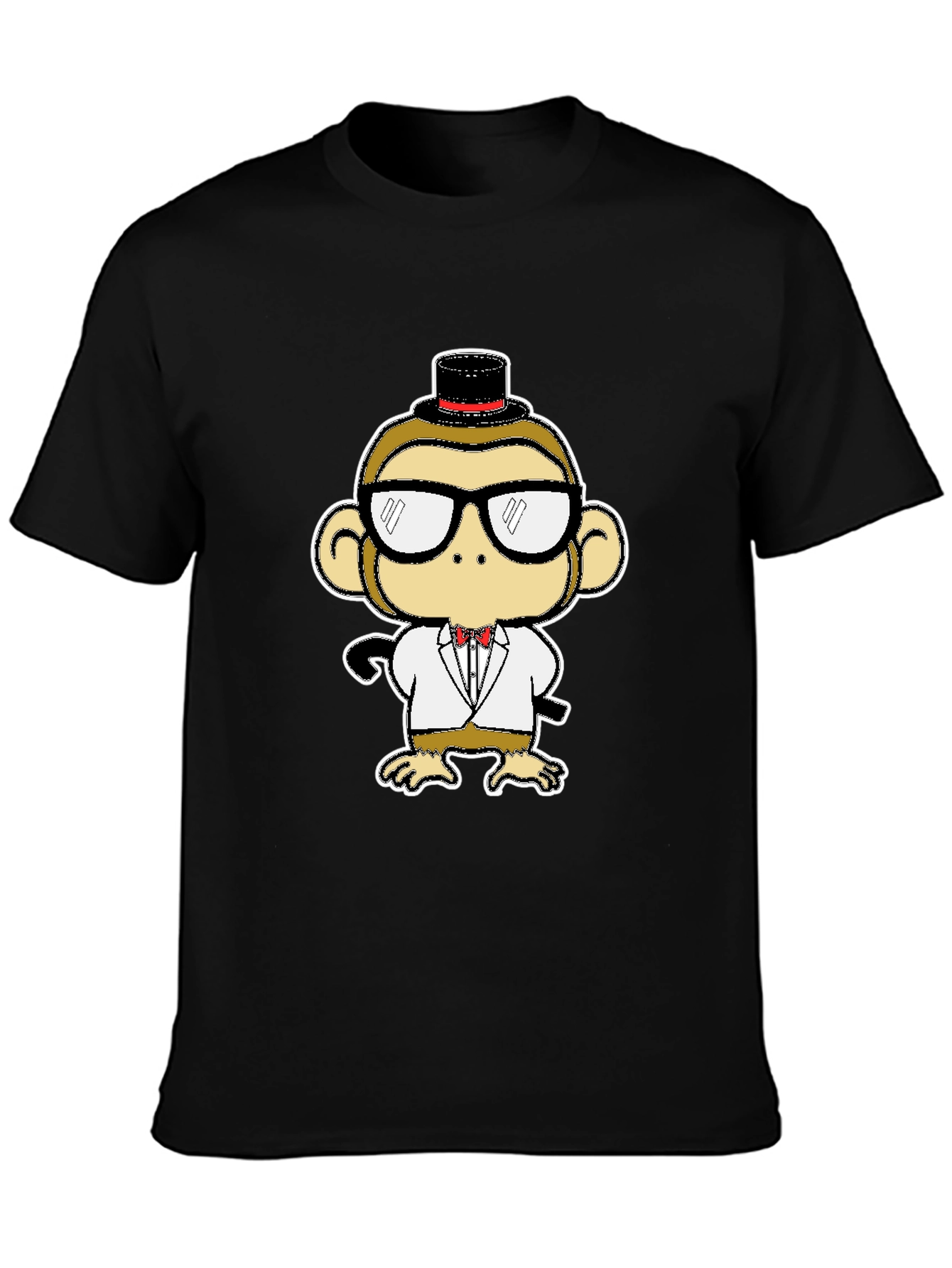 Dapper Monkey Tee - Cartoon Animal Black T-Shirt