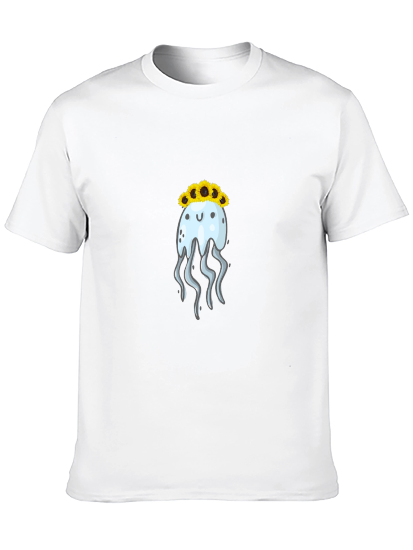 Jellyfish Sunflower Crown Black T-Shirt