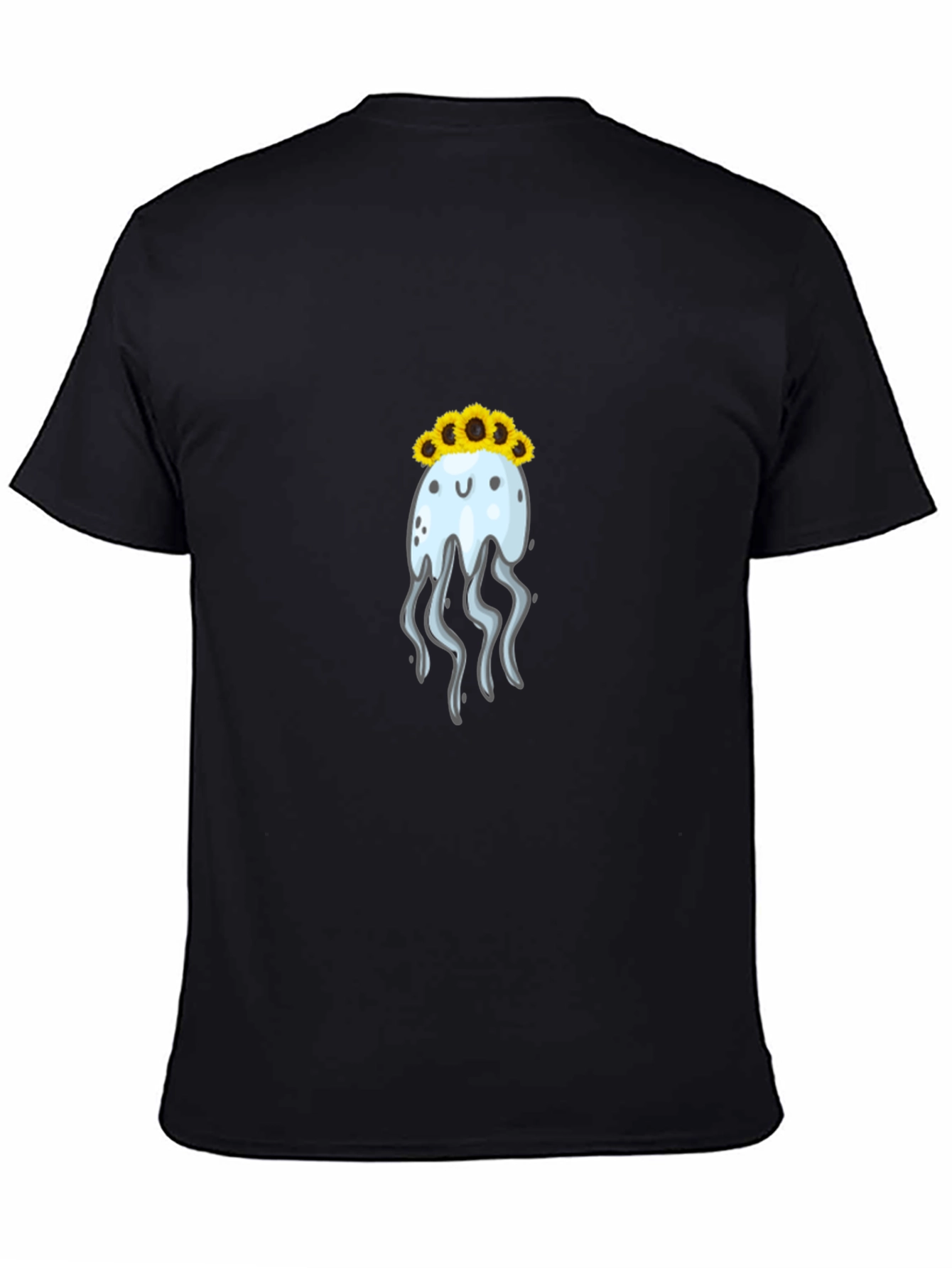 Jellyfish Sunflower Crown Black T-Shirt