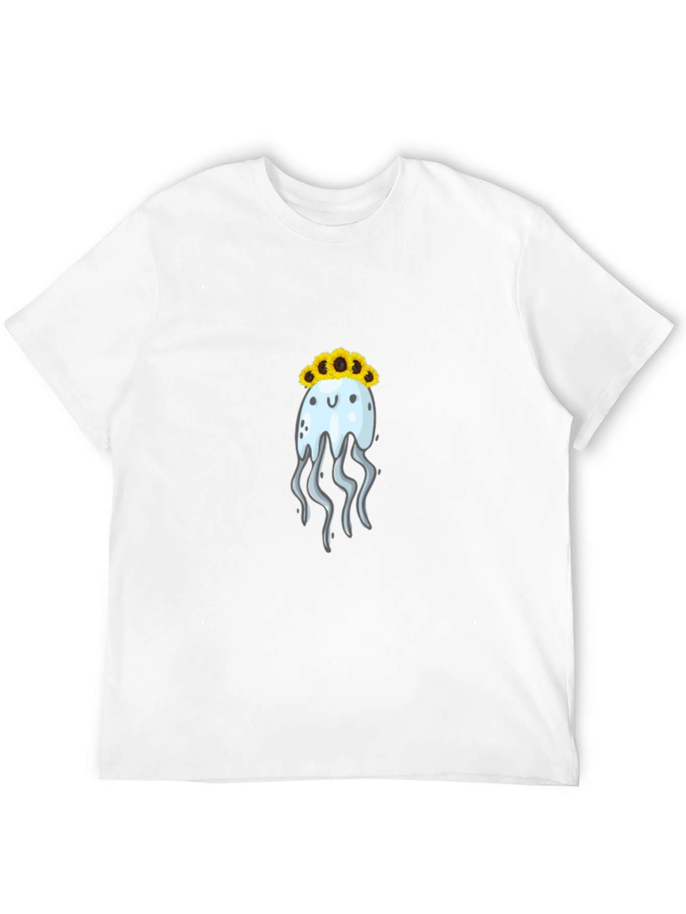 Jellyfish Sunflower Crown Black T-Shirt