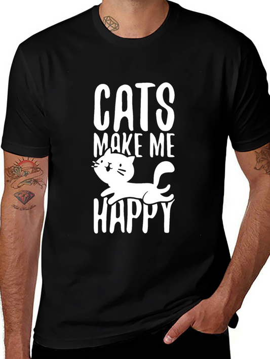 Cats Make Me Happy Graphic T-Shirt