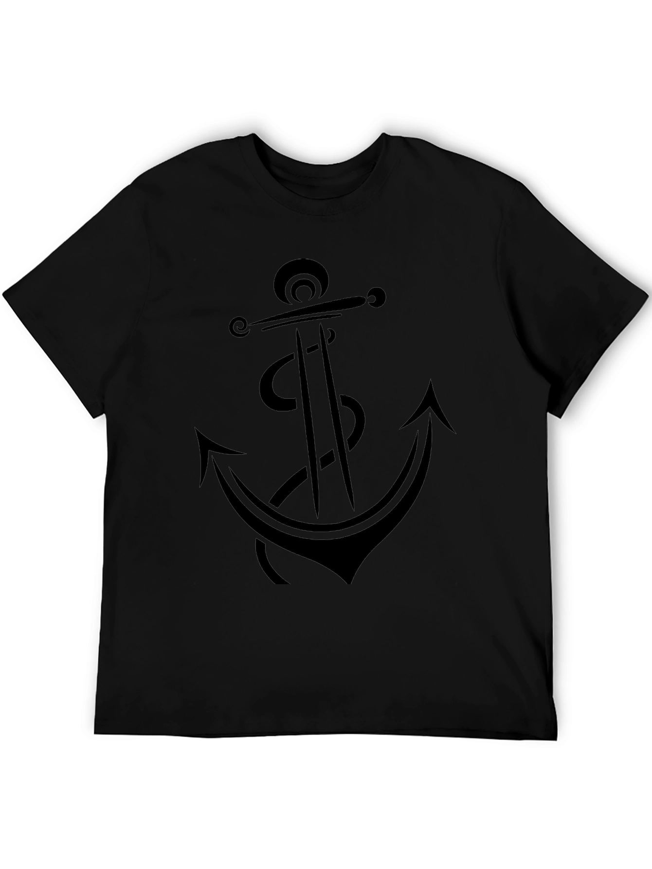 Anchor Graphic Tee - Black Cotton T-Shirt