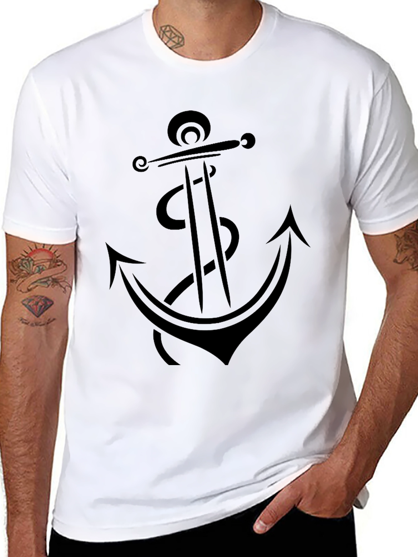 Anchor Graphic Tee - Black Cotton T-Shirt