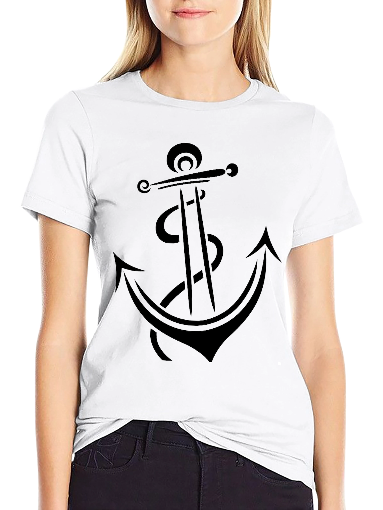 Anchor Graphic Tee - Black Cotton T-Shirt