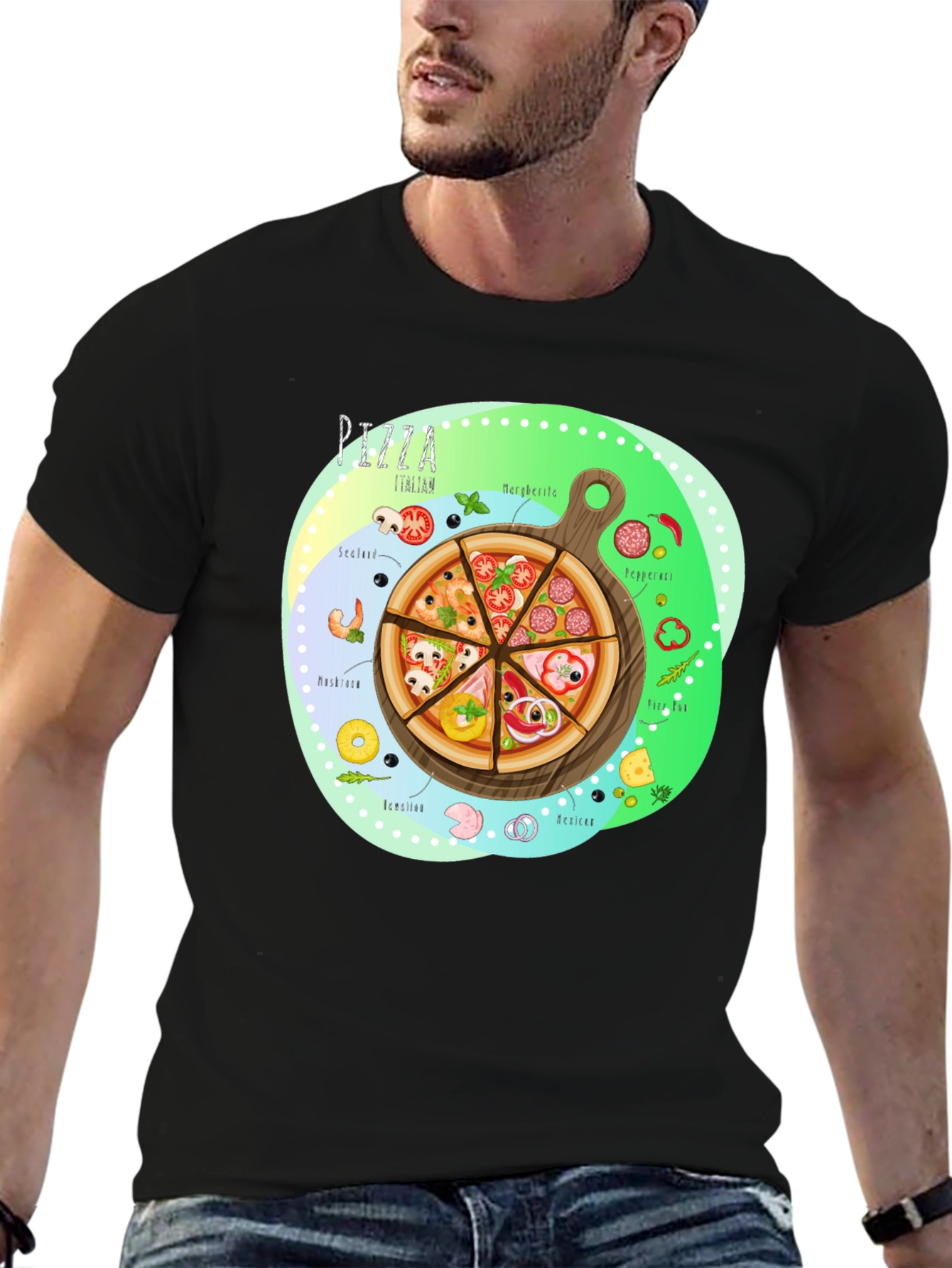 Pizza Italian T-Shirt - Novelty Food Tee
