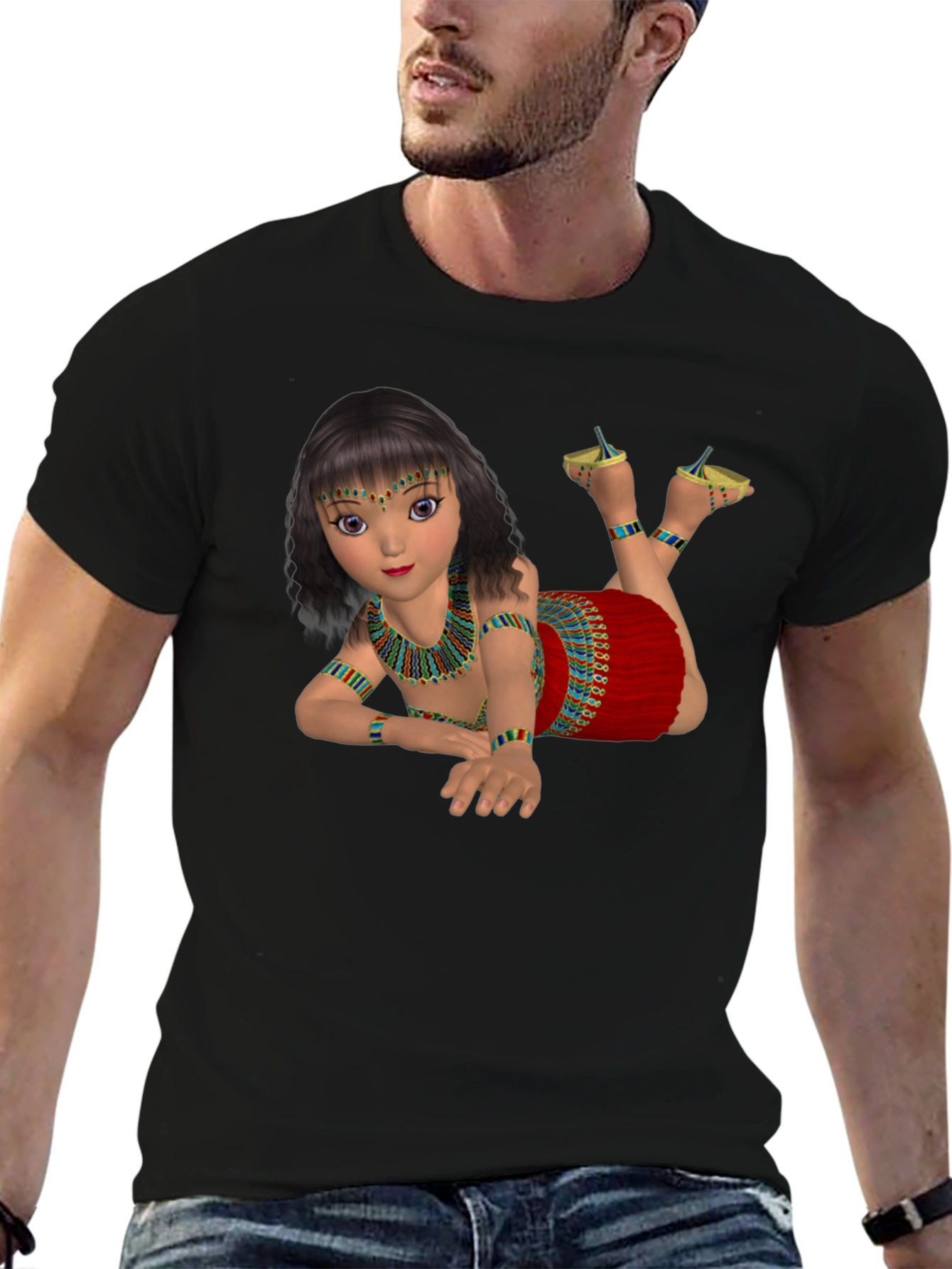 Egyptian Girl Graphic Tee - Black Cotton Shirt