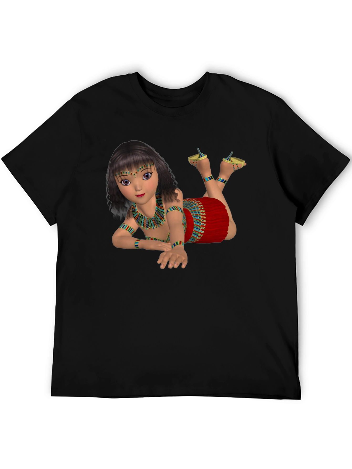Egyptian Girl Graphic Tee - Black Cotton Shirt
