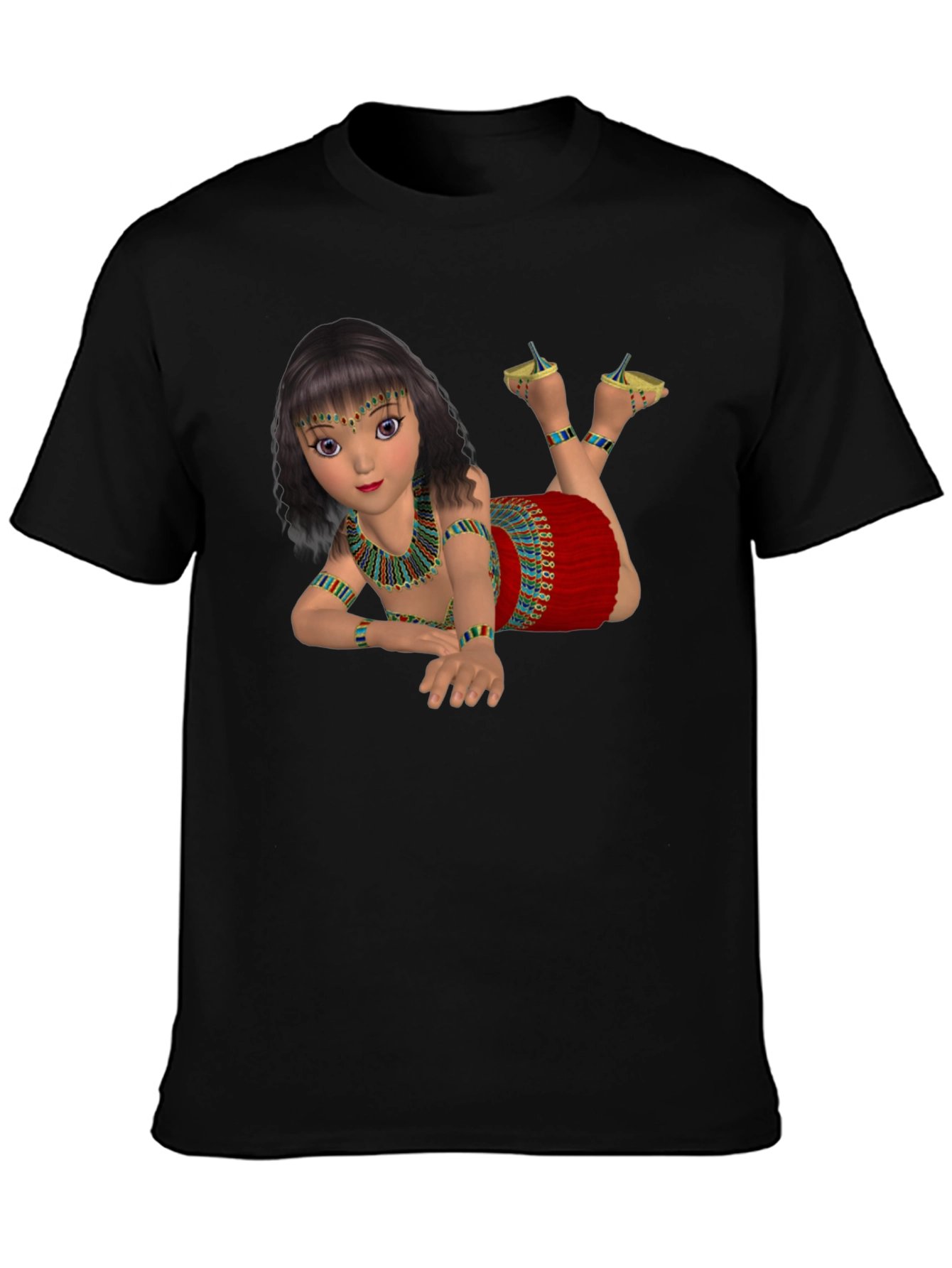 Egyptian Girl Graphic Tee - Black Cotton Shirt