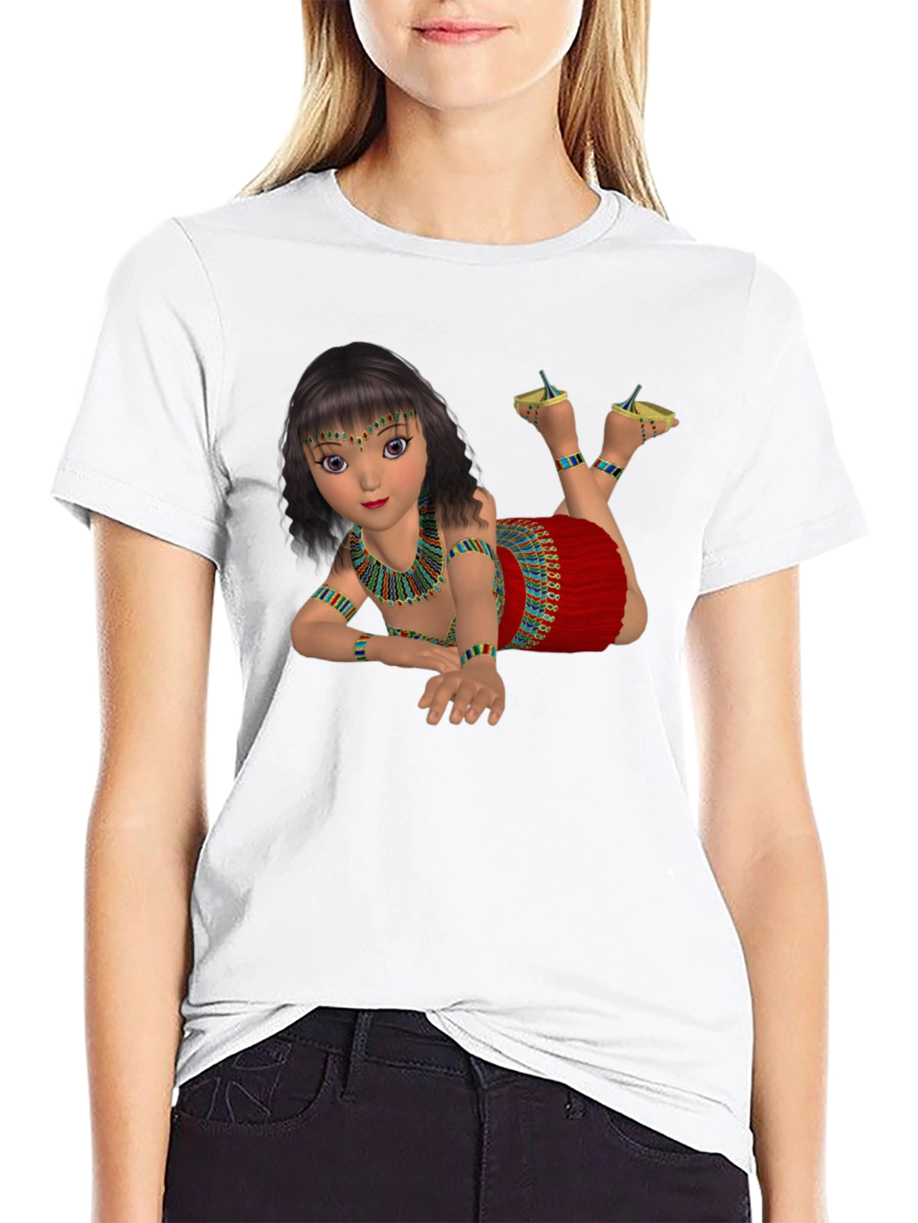 Egyptian Girl Graphic Tee - Black Cotton Shirt