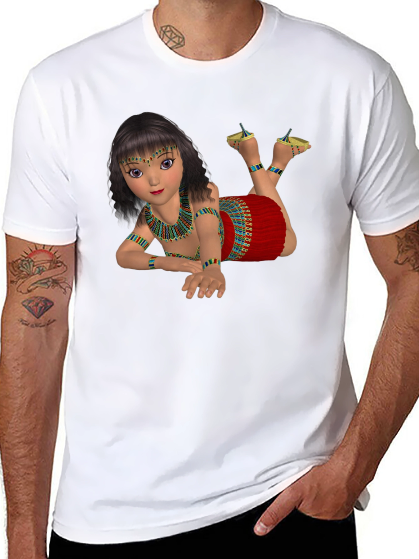 Egyptian Girl Graphic Tee - Black Cotton Shirt