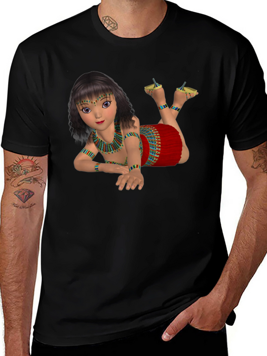 Egyptian Girl Graphic Tee - Black Cotton Shirt