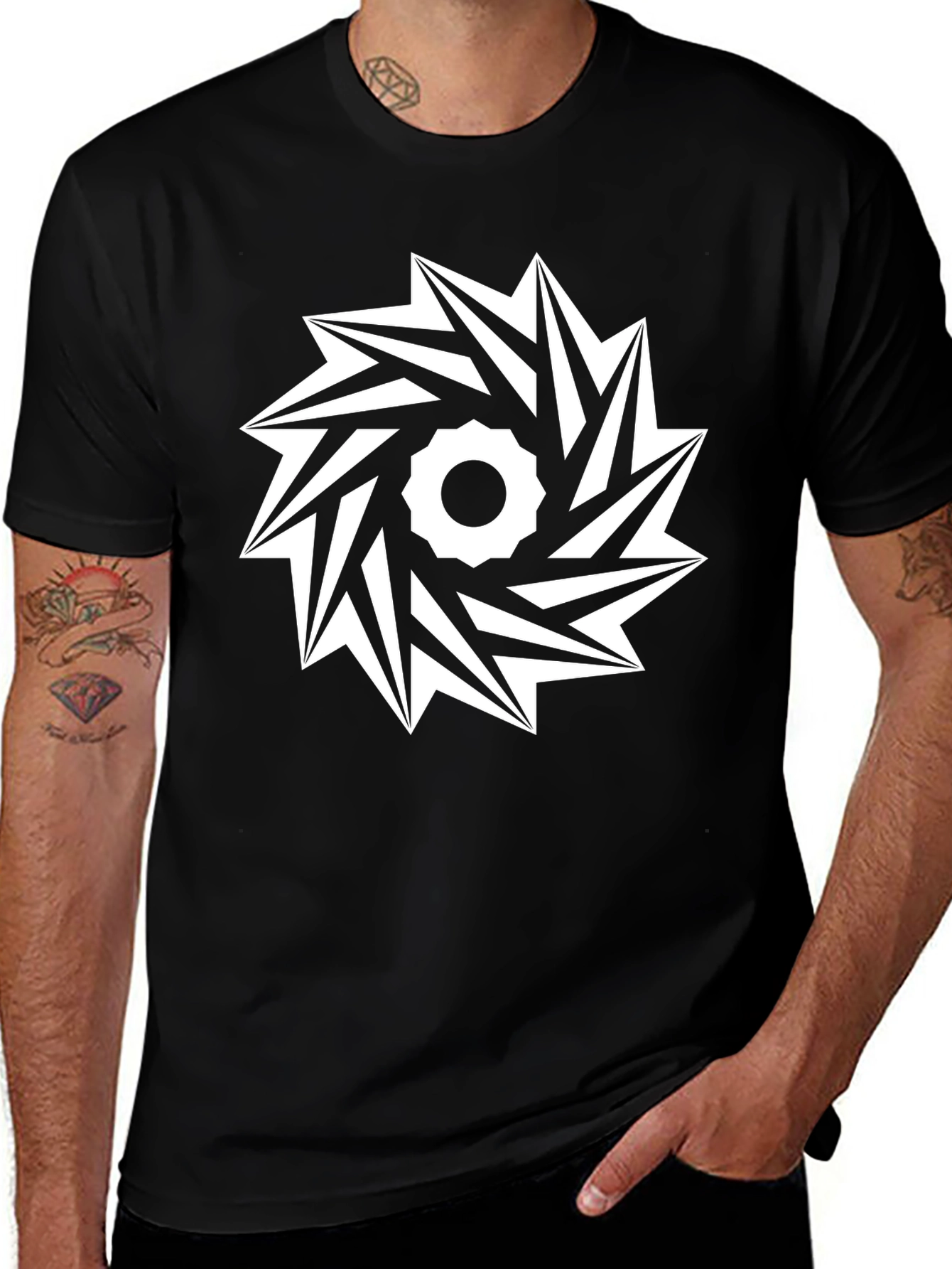Geometric Graphic Tee - Black
