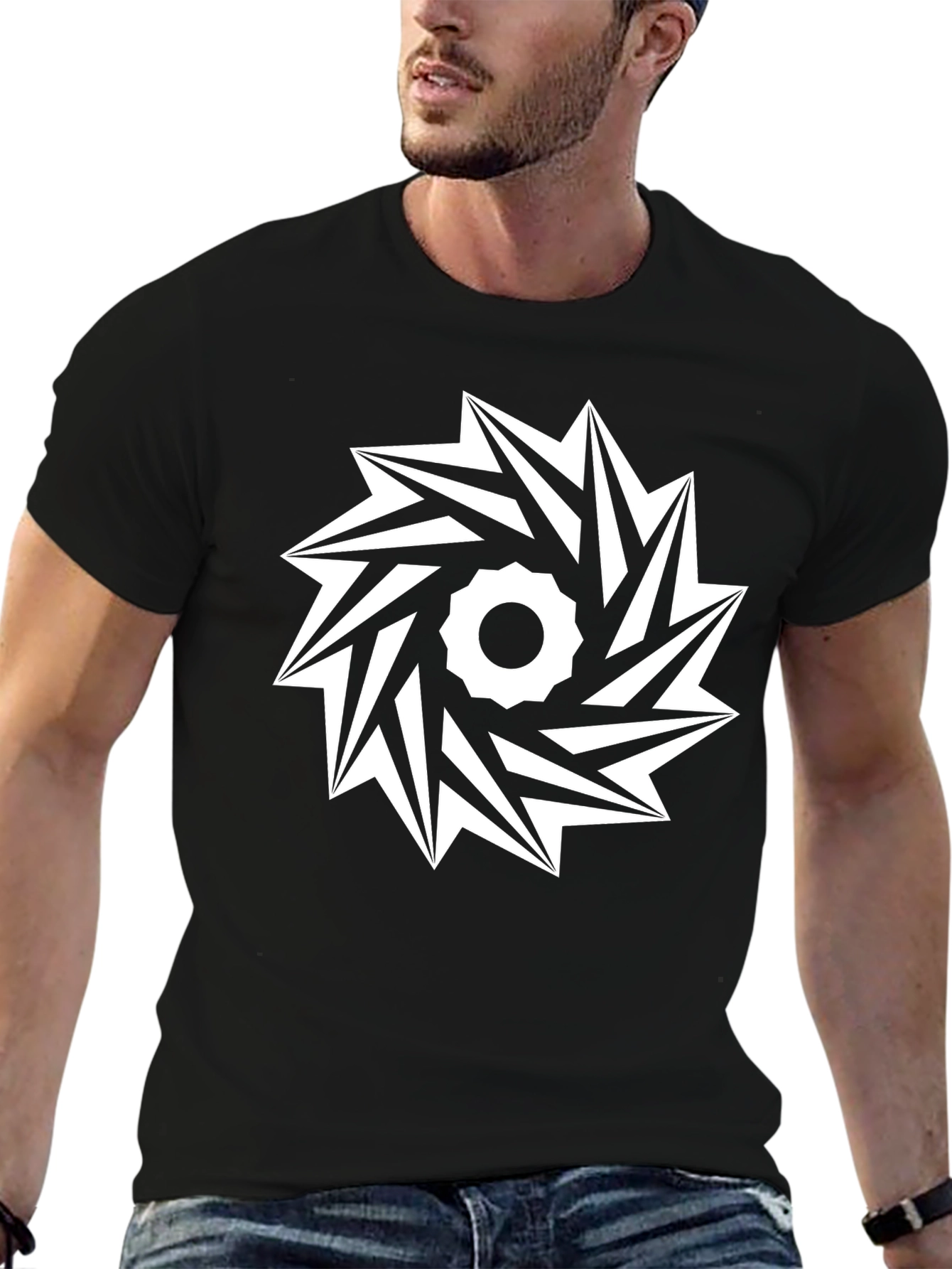 Geometric Graphic Tee - Black
