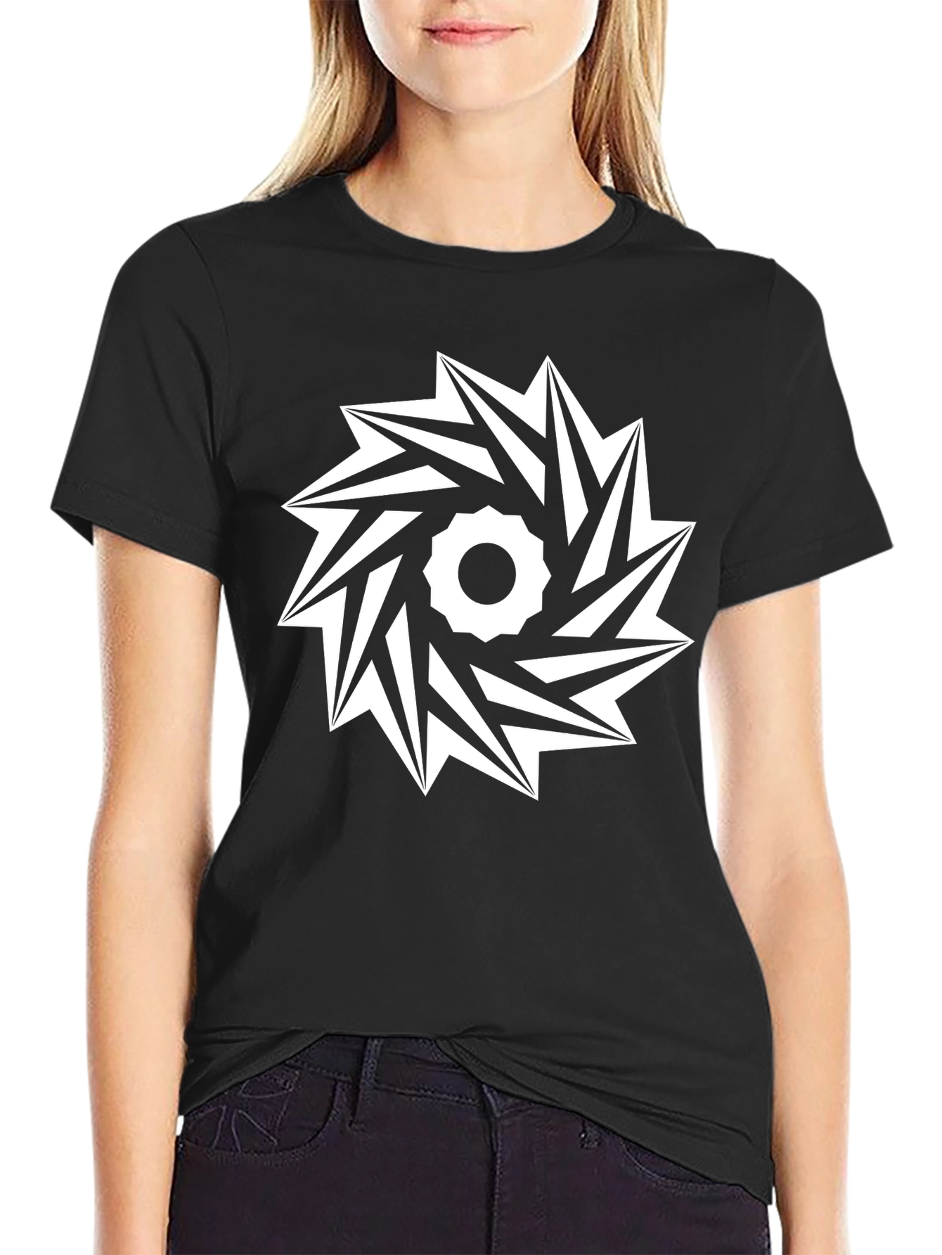 Geometric Graphic Tee - Black