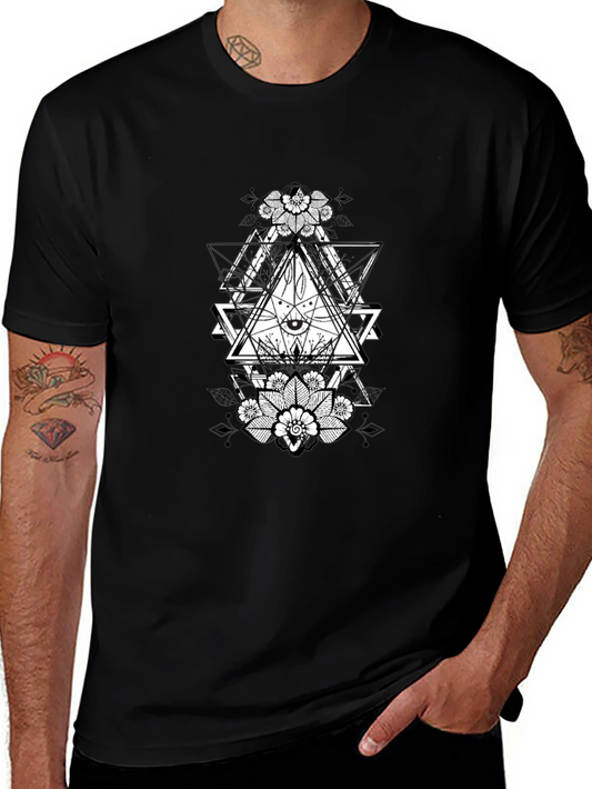 Geometric Eye Graphic Black T-Shirt