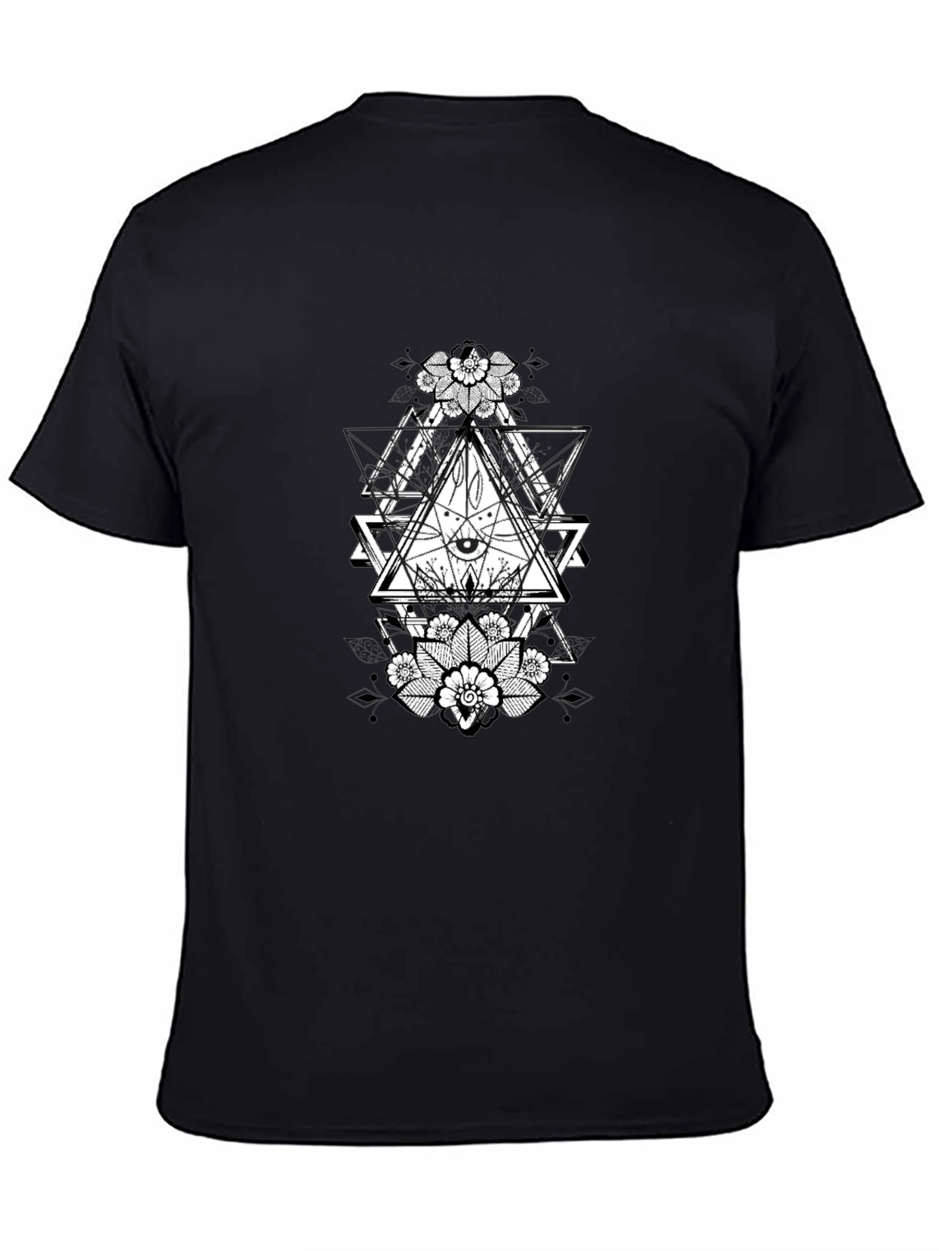 Geometric Eye Graphic Black T-Shirt