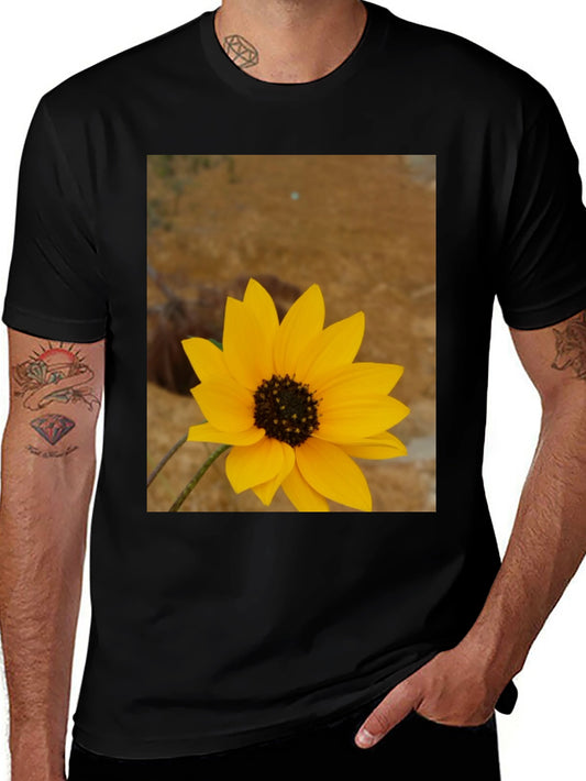 Sunflower Graphic Print Black T-Shirt