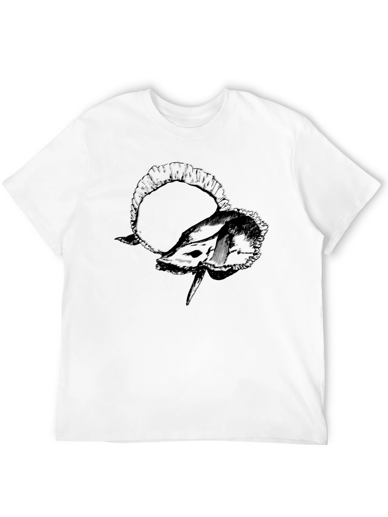 Ram Skull Graphic Print Black T-Shirt