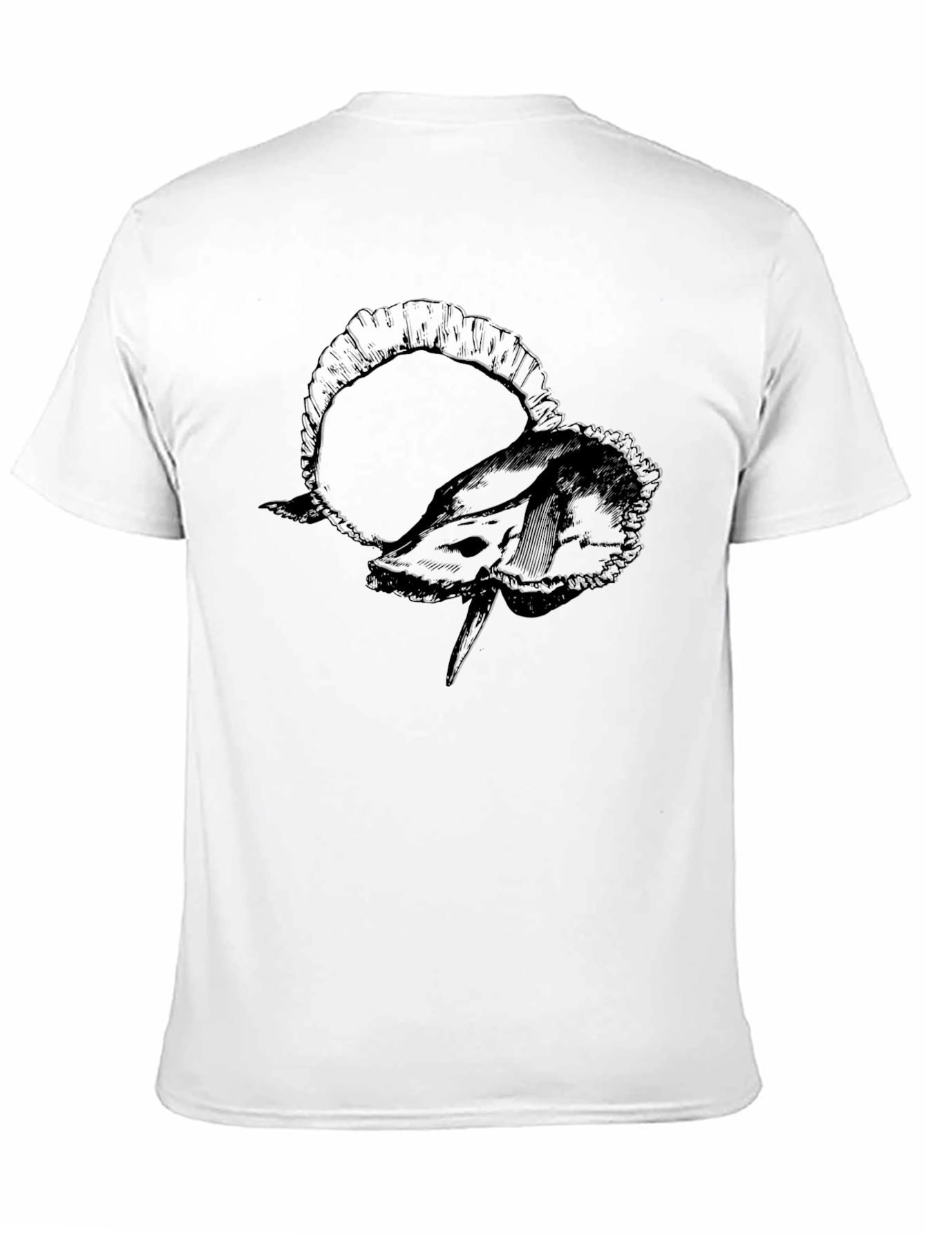 Ram Skull Graphic Print Black T-Shirt