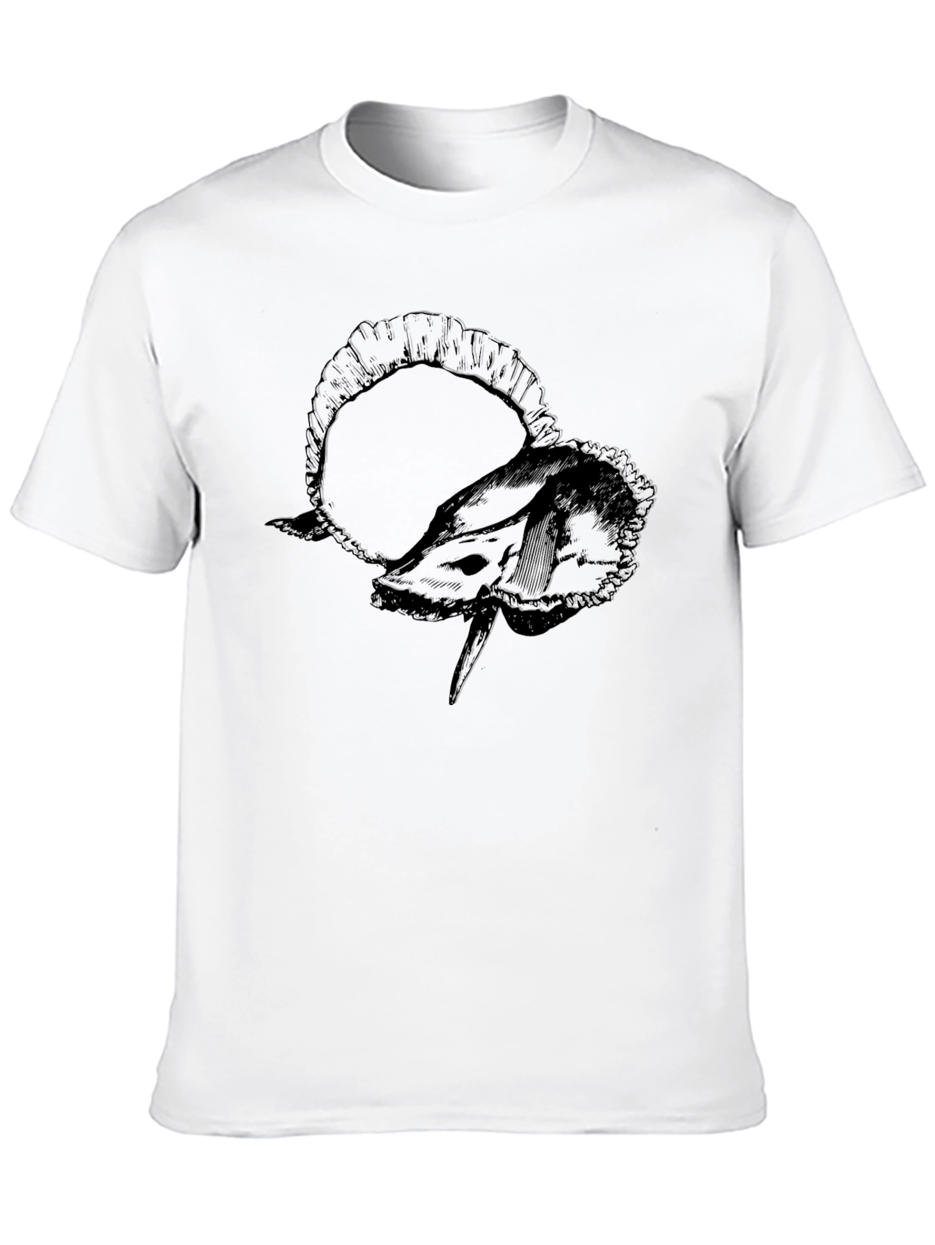Ram Skull Graphic Print Black T-Shirt