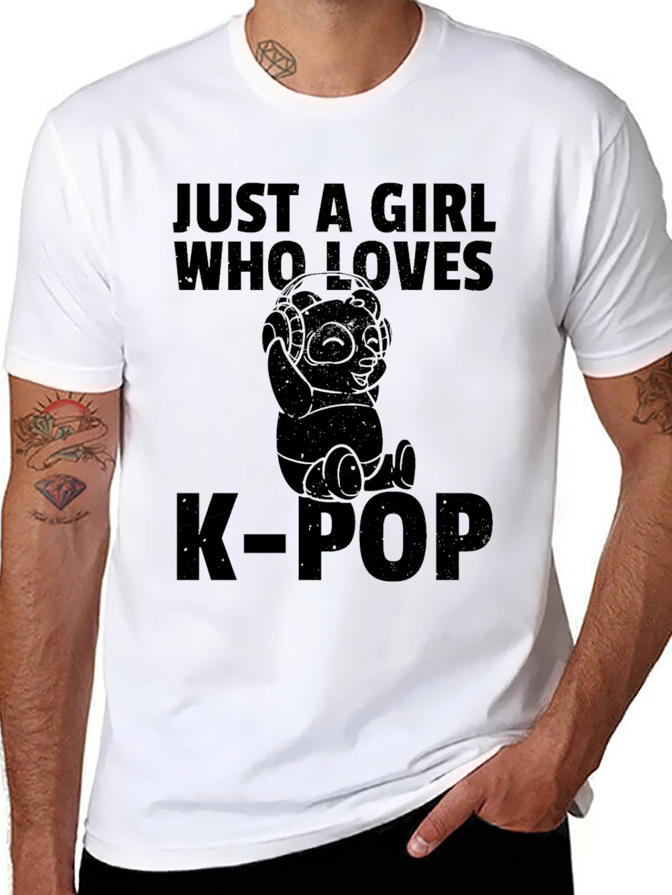 Just a Girl Who Loves K-Pop Panda Graphic Tee
