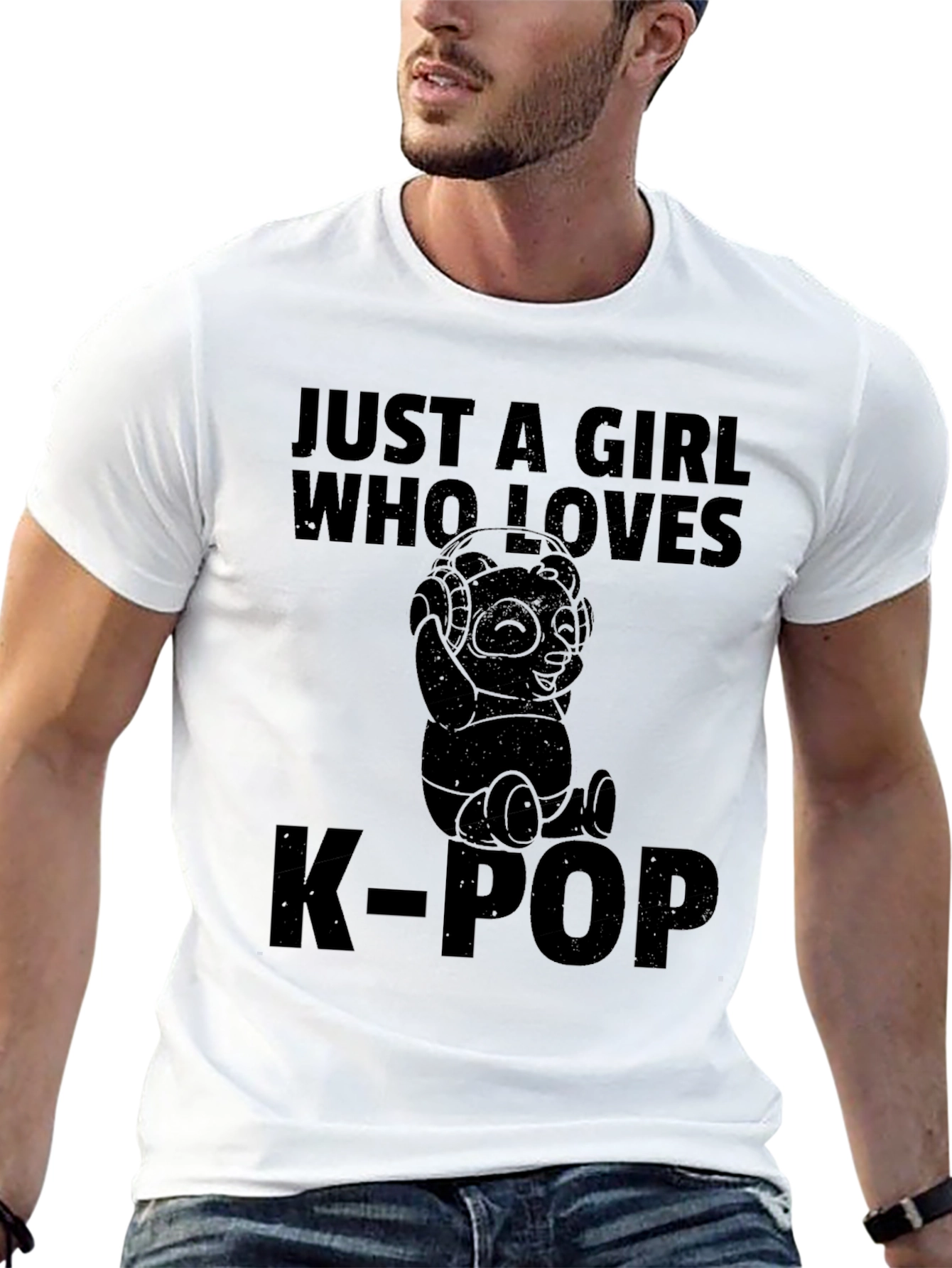 Just a Girl Who Loves K-Pop Panda Graphic Tee