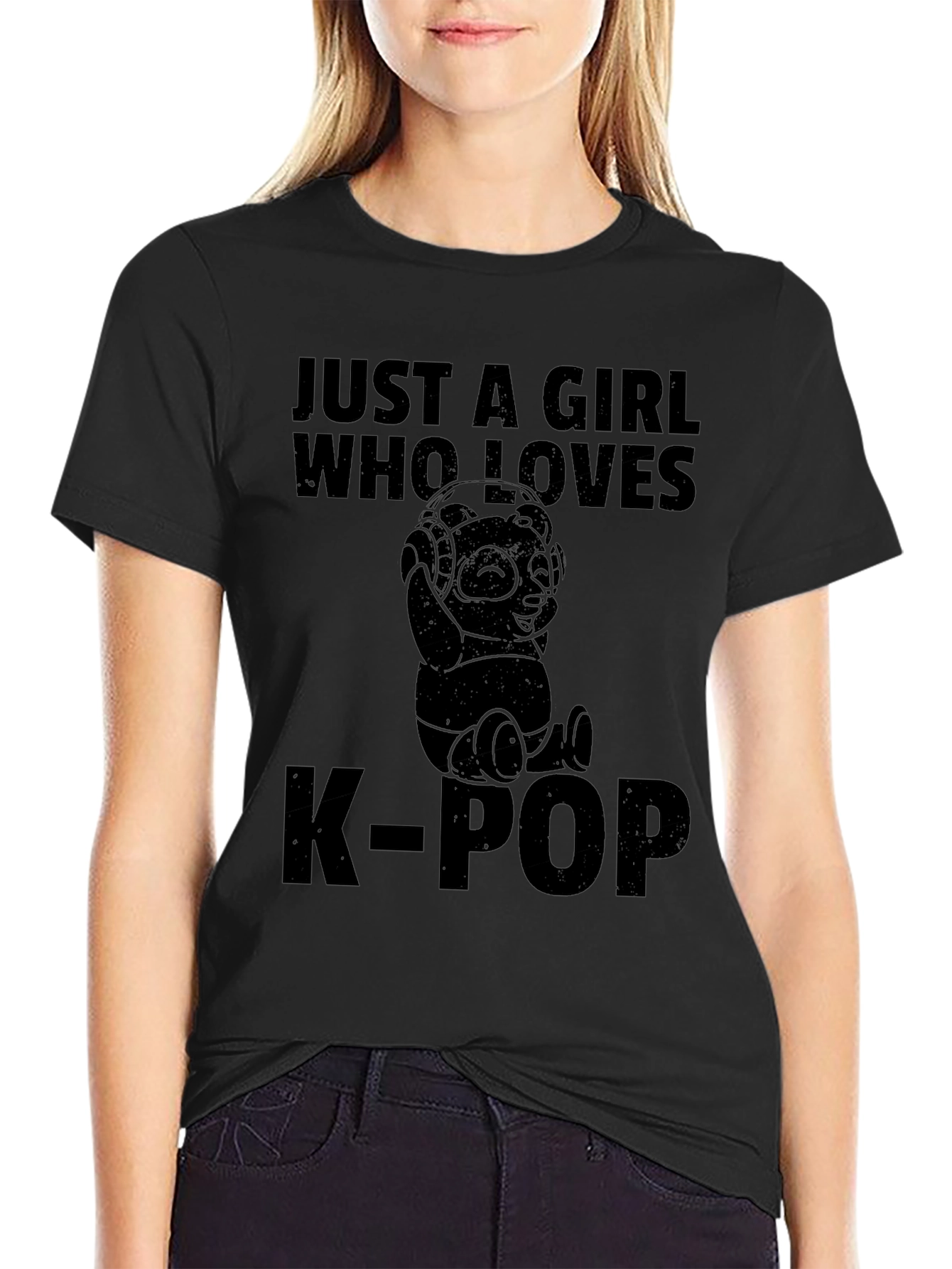 Just a Girl Who Loves K-Pop Panda Graphic Tee