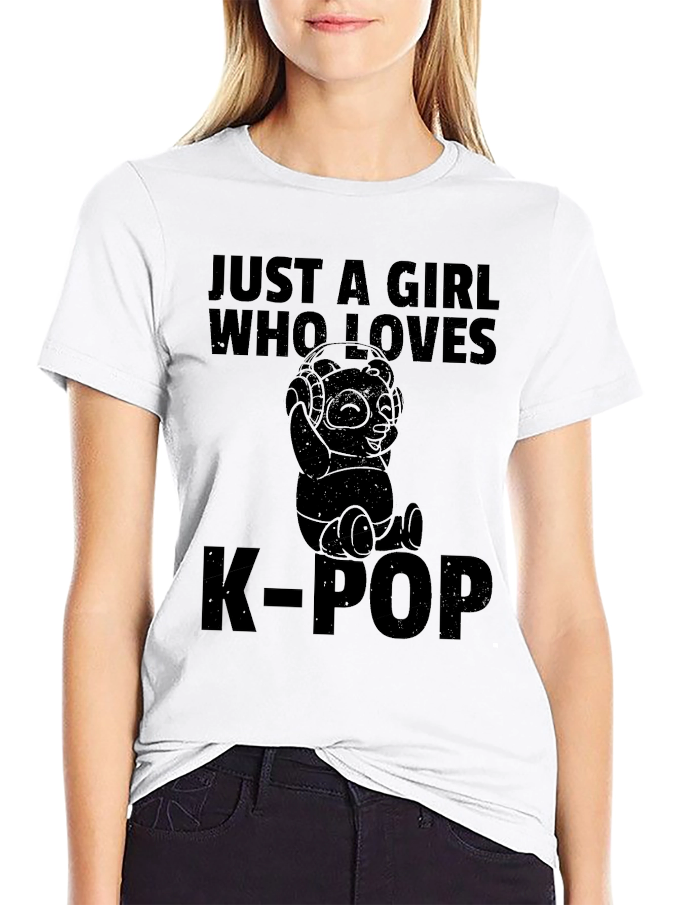 Just a Girl Who Loves K-Pop Panda Graphic Tee