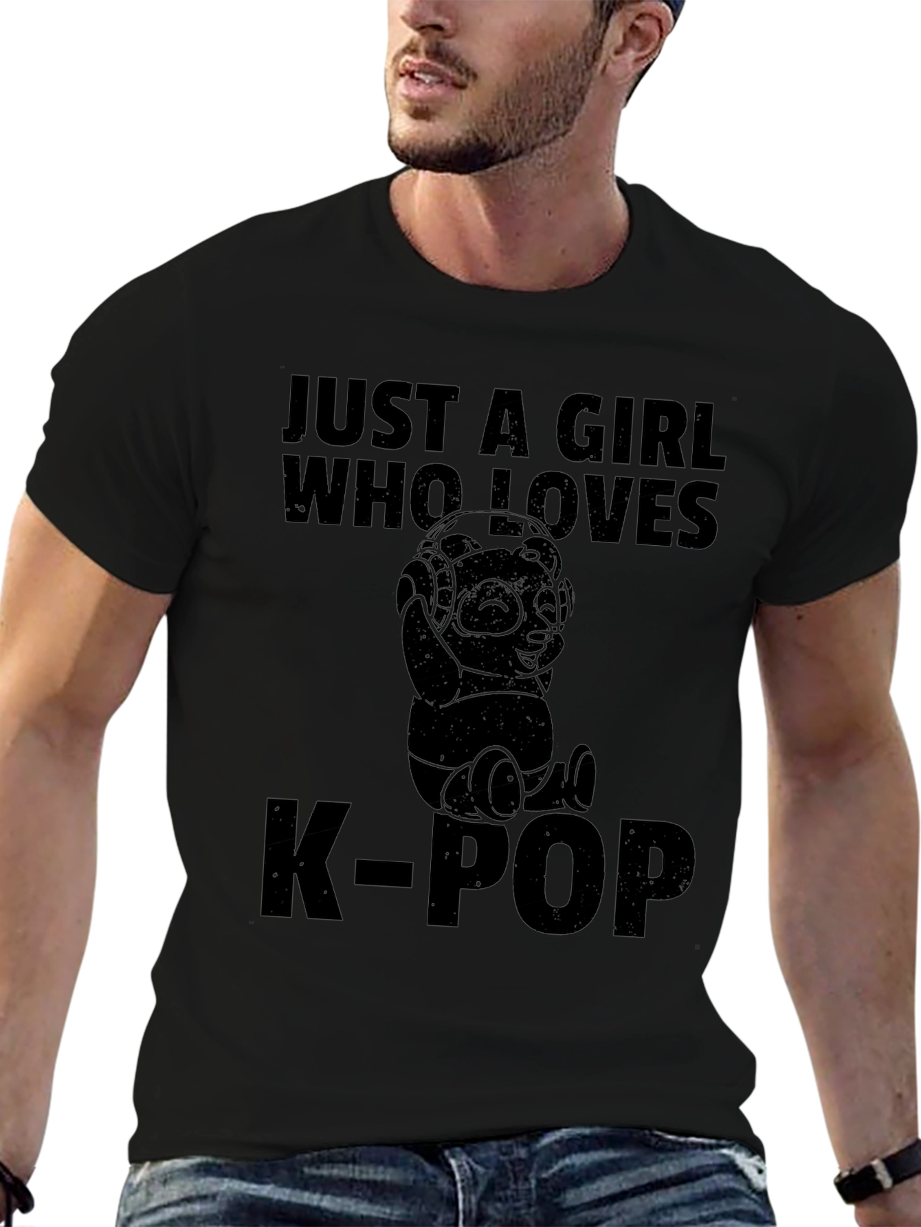 Just a Girl Who Loves K-Pop Panda Graphic Tee