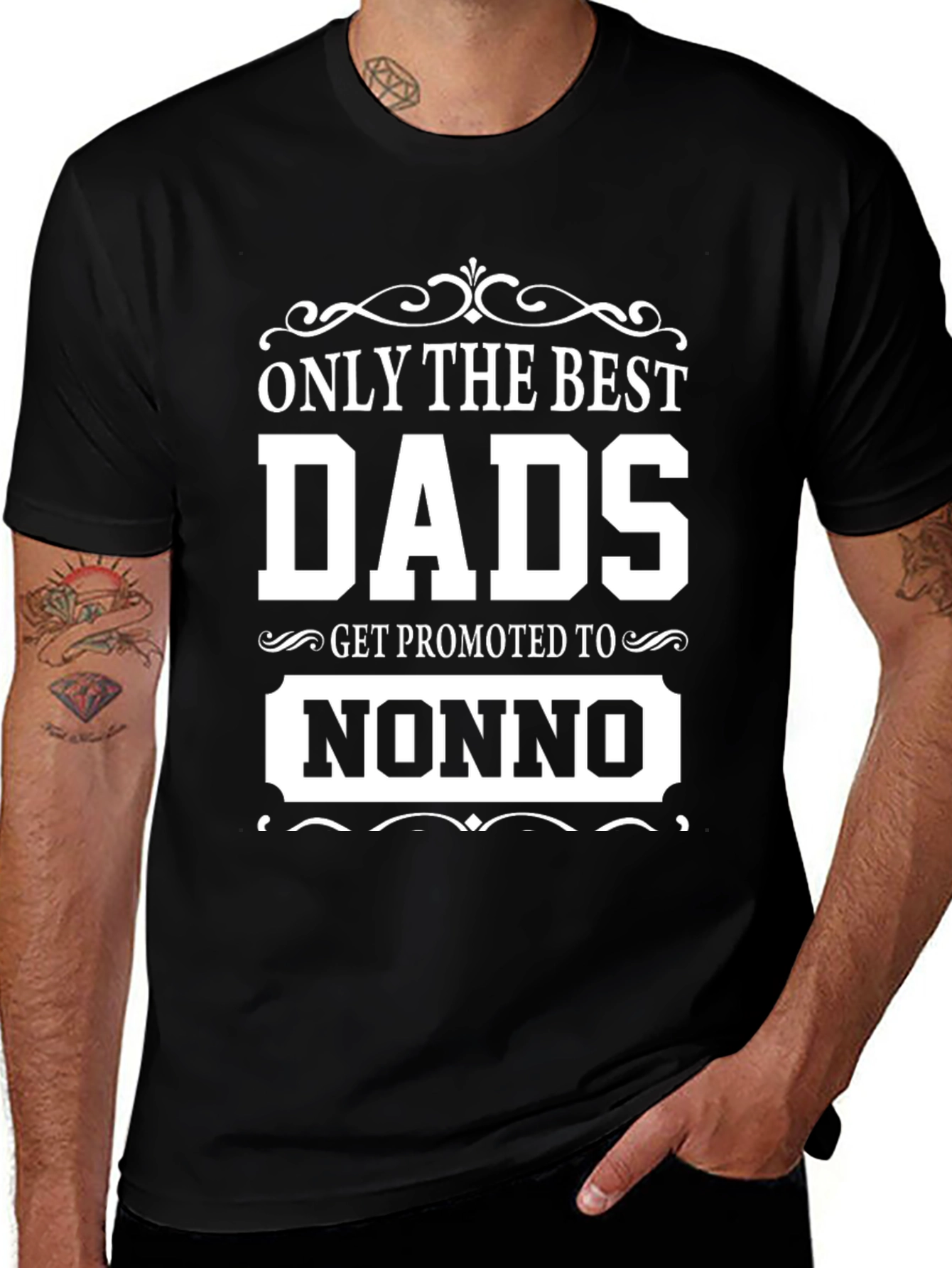 Best Dads Get Promoted To Nonno Black T-Shirt