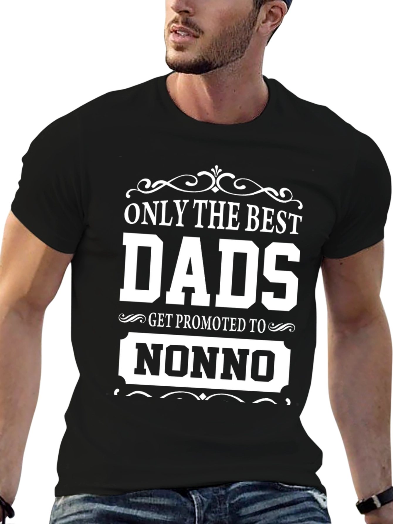 Best Dads Get Promoted To Nonno Black T-Shirt