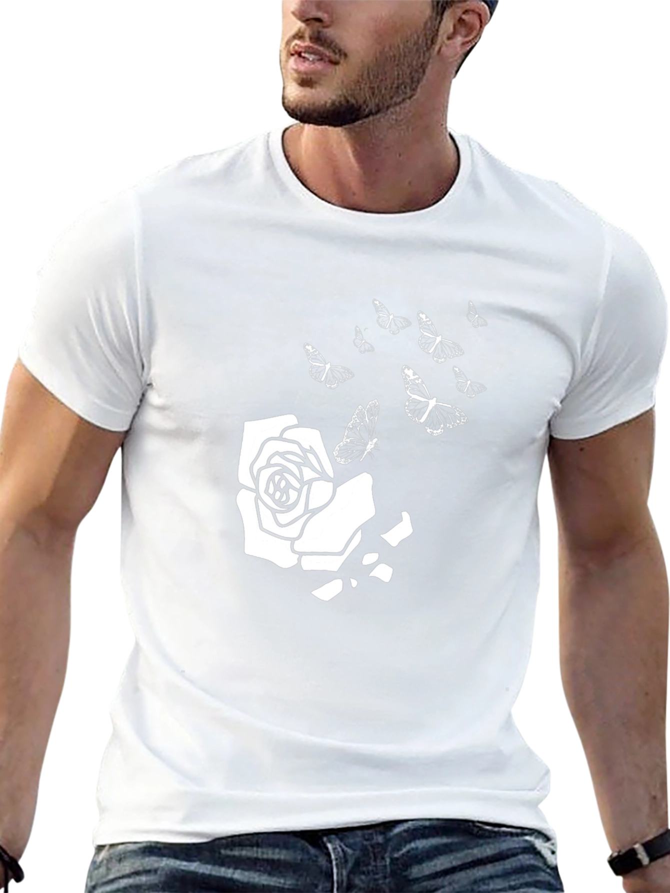 Rose & Butterfly Graphic T-Shirt