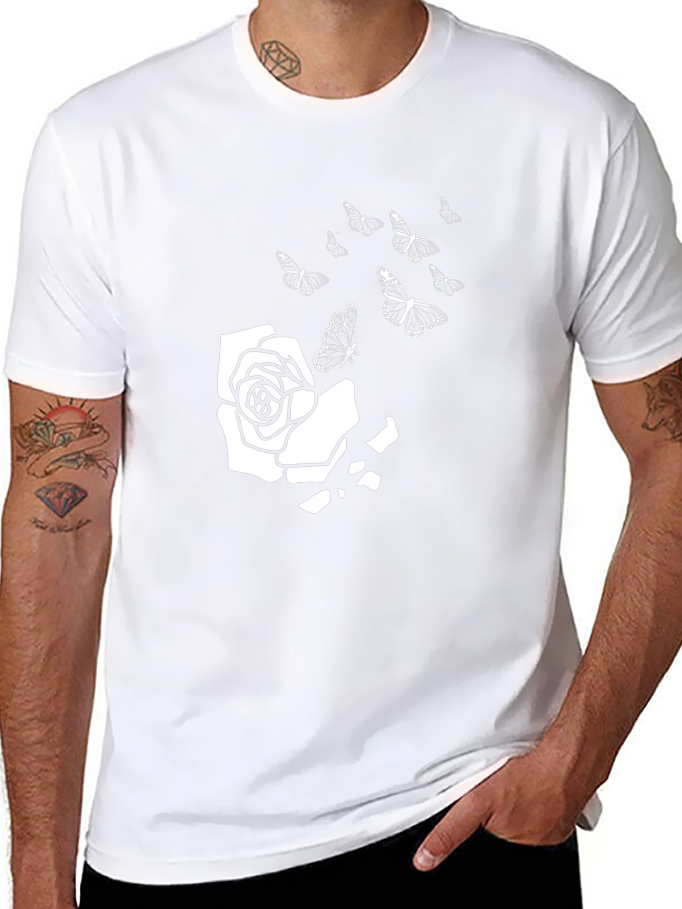 Rose & Butterfly Graphic T-Shirt