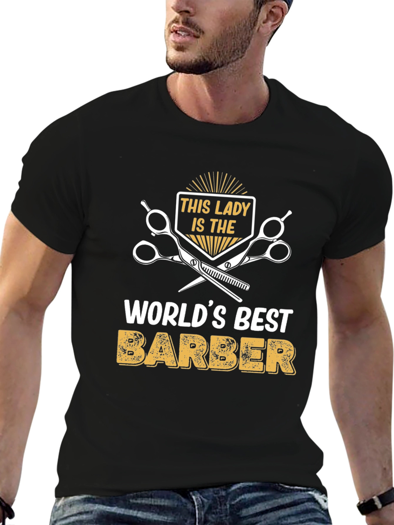 Worlds Best Lady Barber T-Shirt - Black