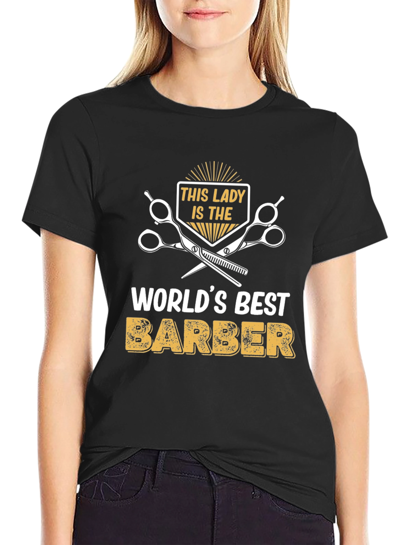 Worlds Best Lady Barber T-Shirt - Black