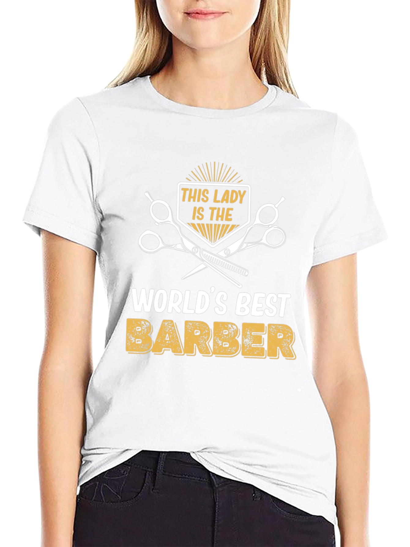 Worlds Best Lady Barber T-Shirt - Black