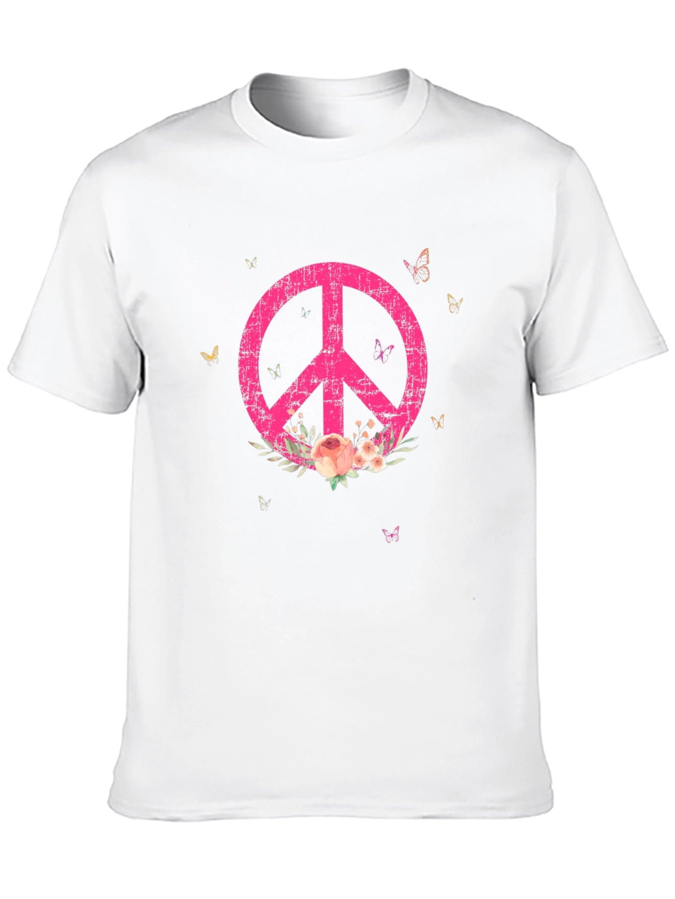 Floral Peace Sign Graphic Tee - Relaxed Fit