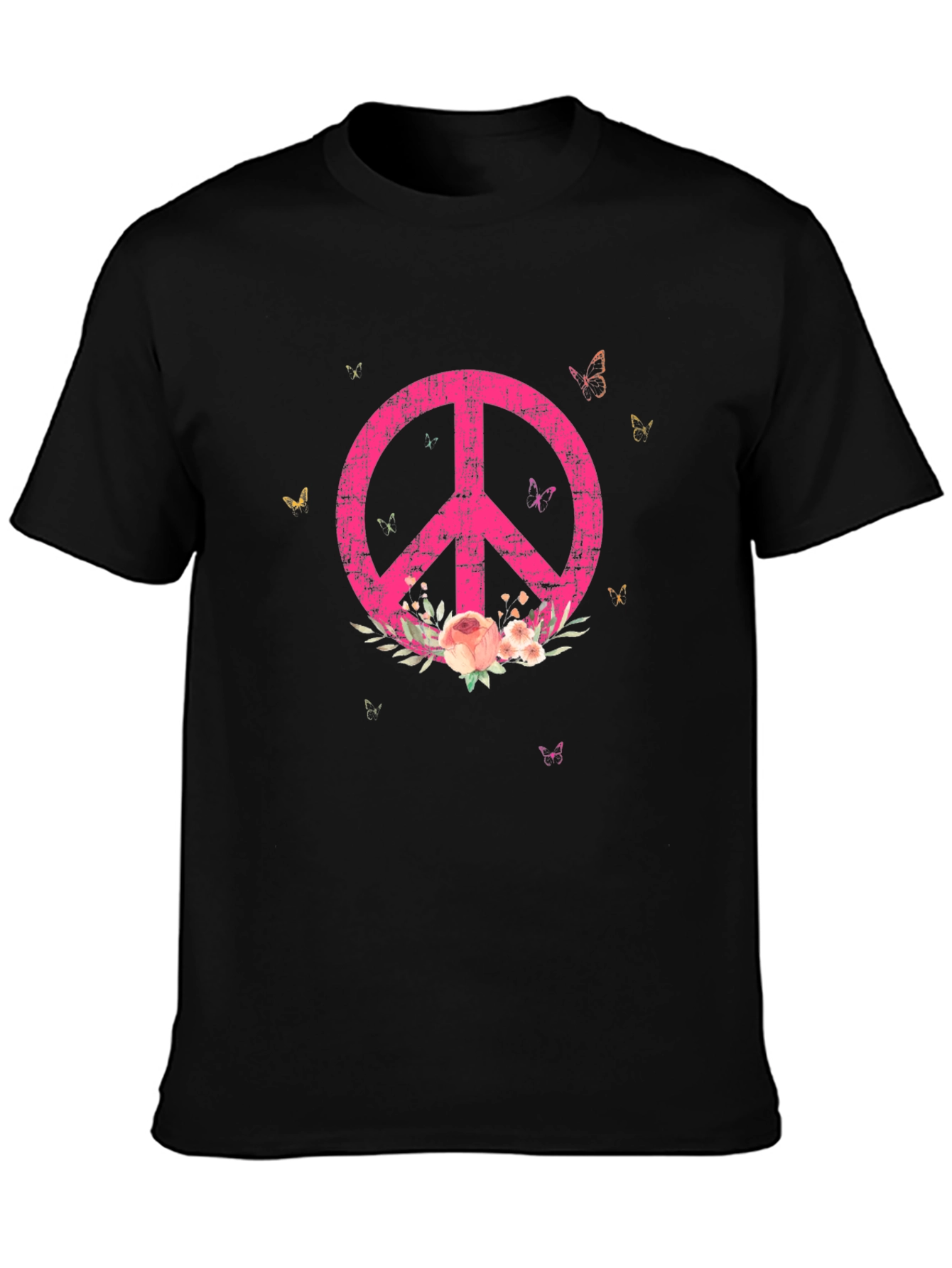 Floral Peace Sign Graphic Tee - Relaxed Fit