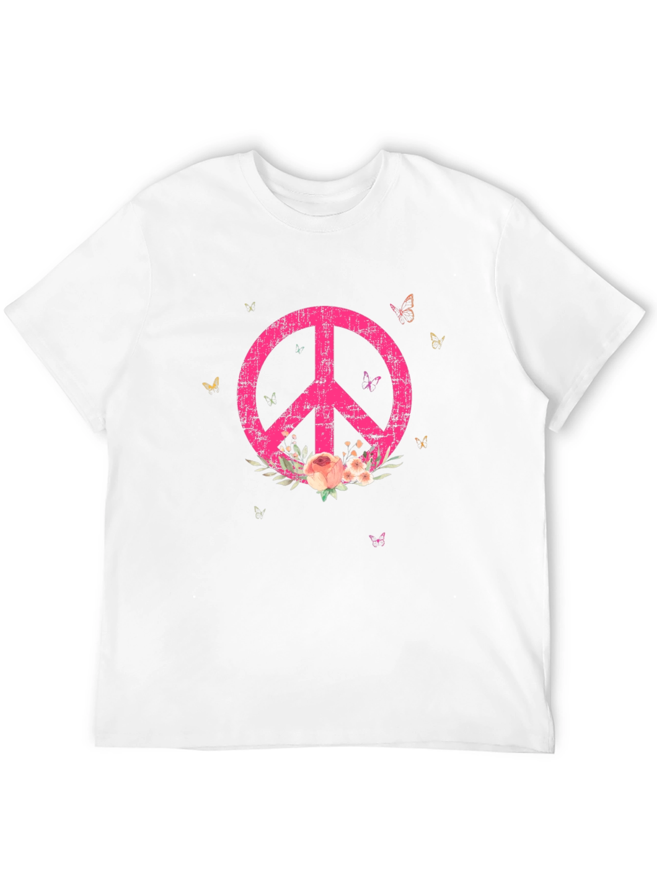 Floral Peace Sign Graphic Tee - Relaxed Fit