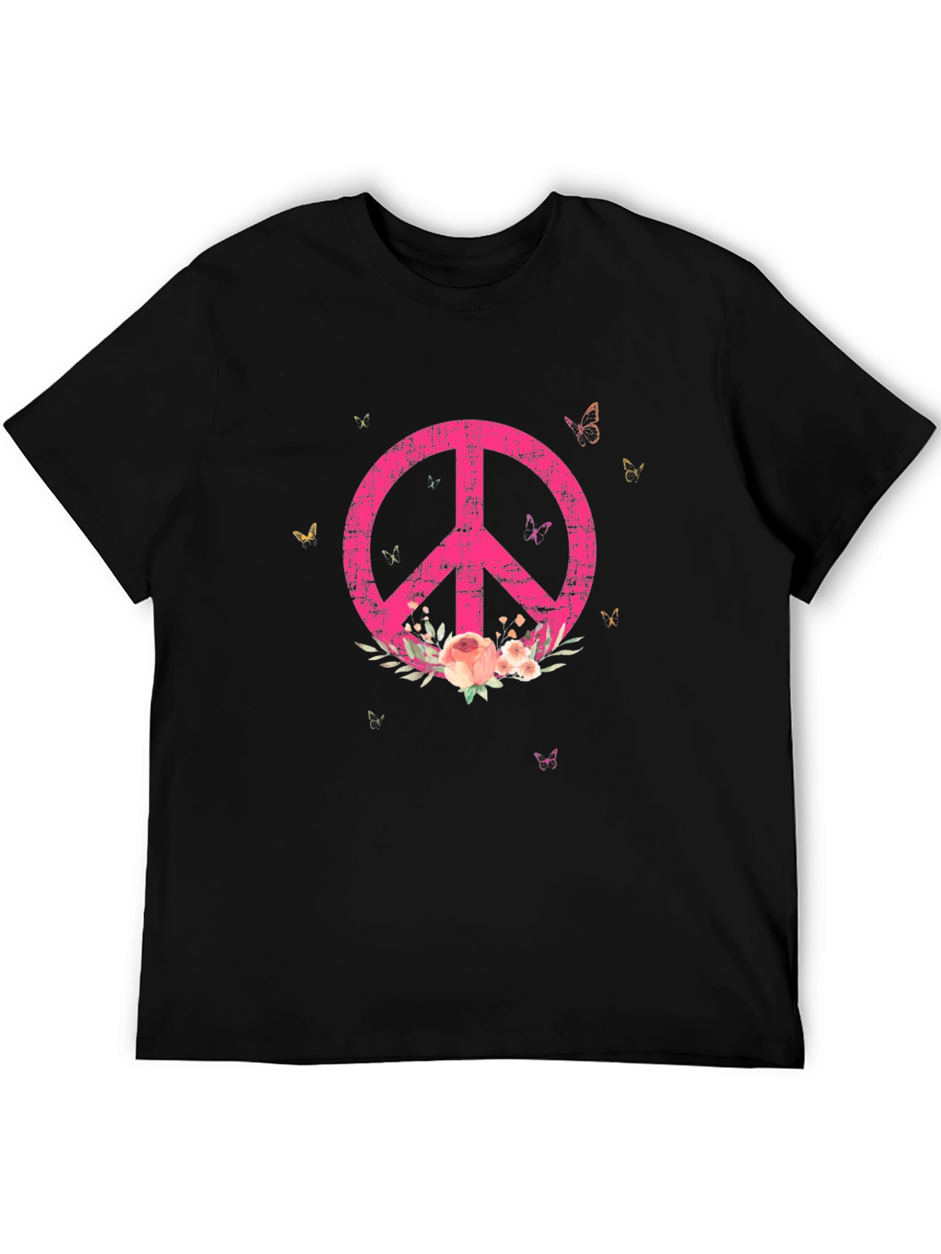 Floral Peace Sign Graphic Tee - Relaxed Fit
